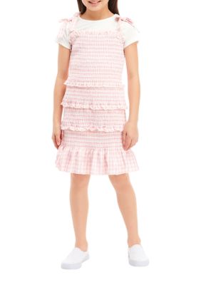 Girls 7-16 Gingham Smocked Tie Strap Dress