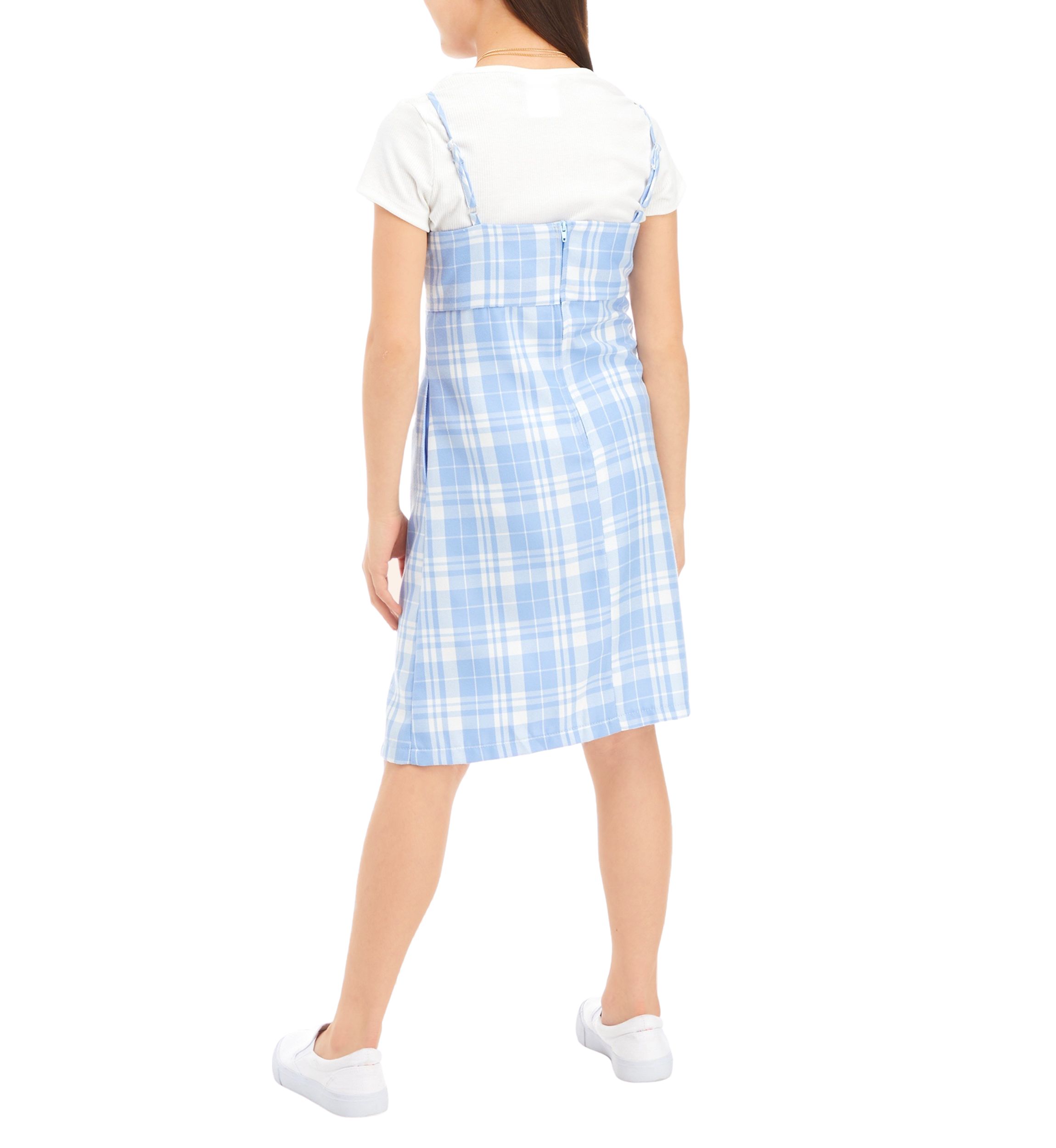 Girls 7-16 Menswear Plaid Jumper with Headband 