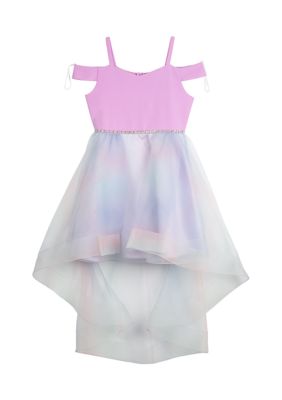 Rare Editions Girls 7-16 Scuba Cold Shoulder Dress, Lilac, 14