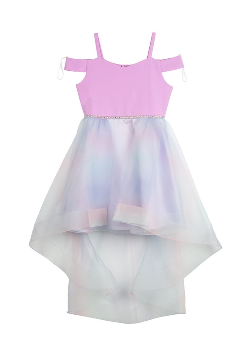 Girls 7-16 Scuba Cold Shoulder Dress