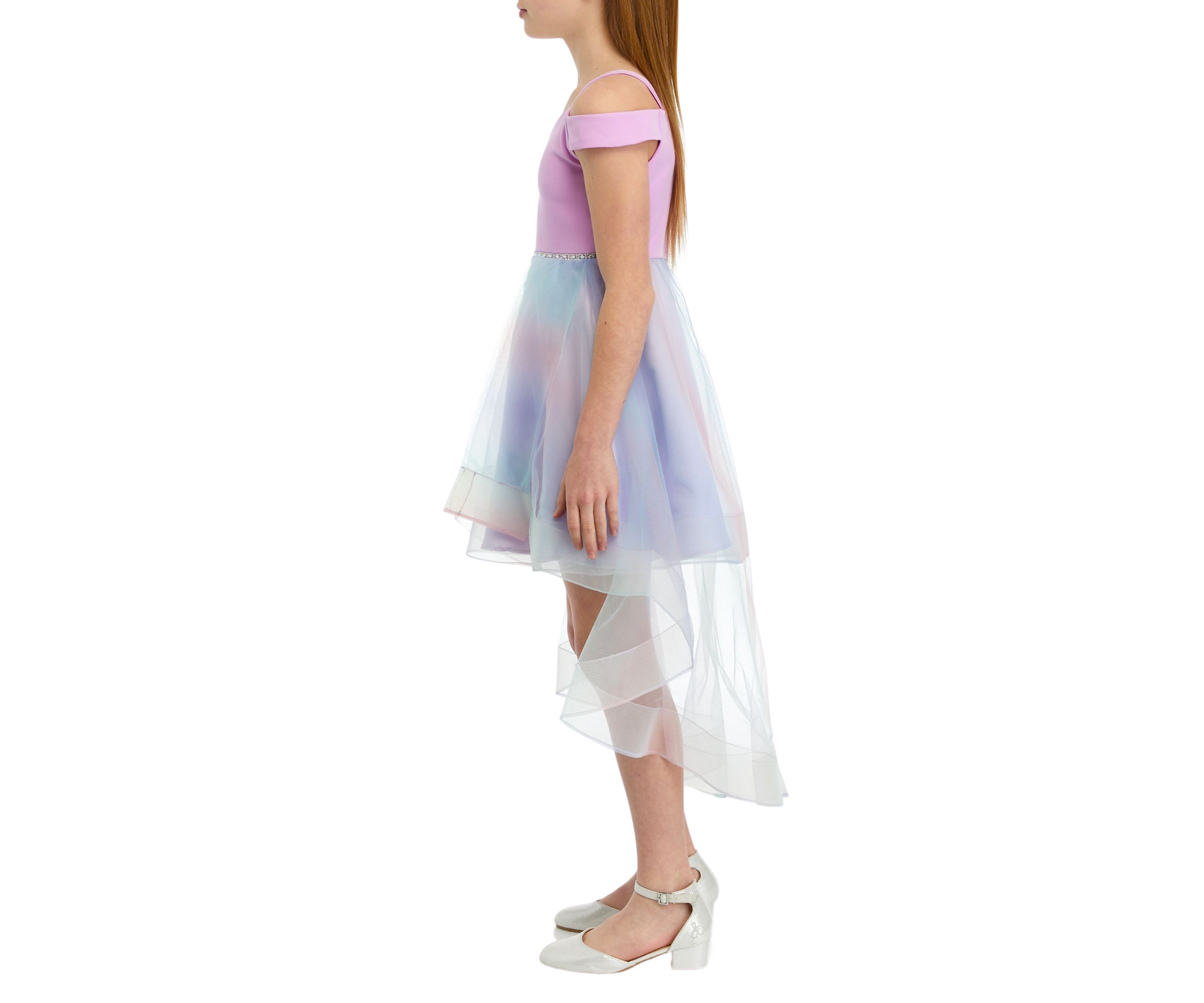 Girls 7-16 Scuba Cold Shoulder Dress