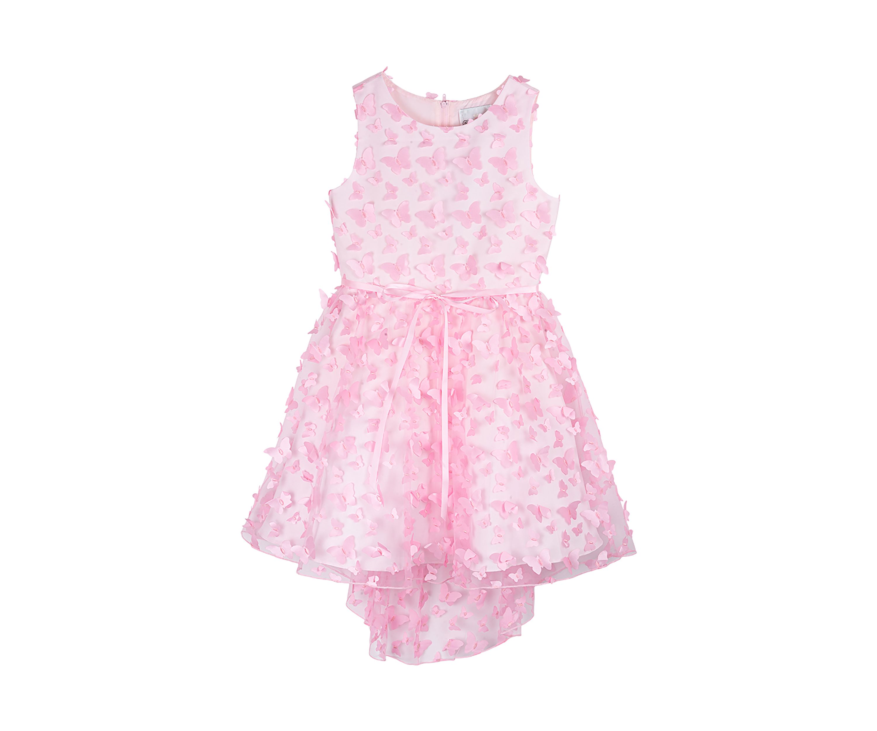 Girls 7-16 3D Butterfly Mesh Hi Low Dress