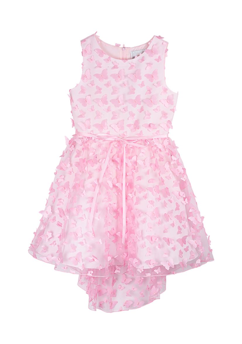 Girls 7-16 3D Butterfly Mesh Hi Low Dress