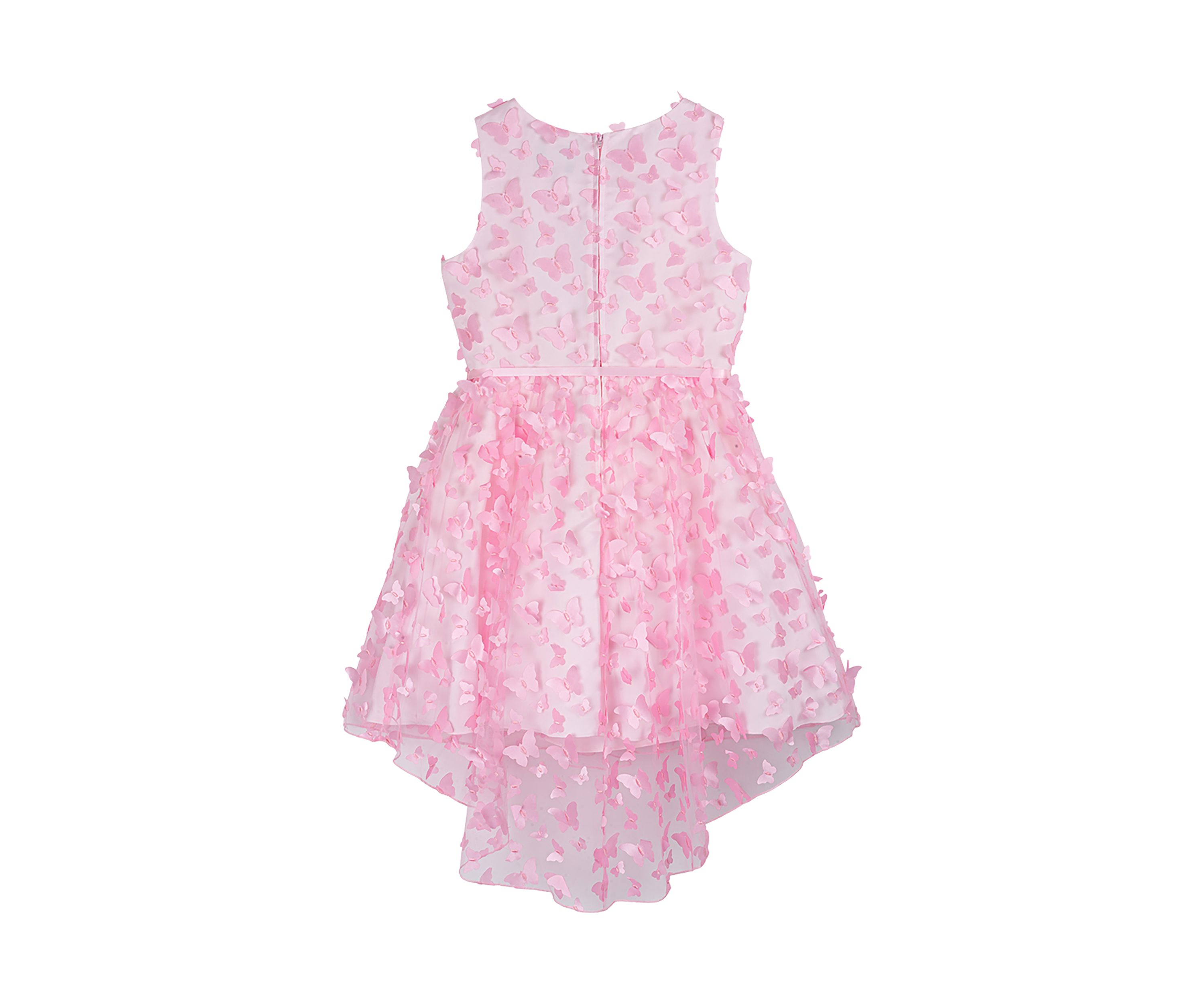 Girls 7-16 3D Butterfly Mesh Hi Low Dress