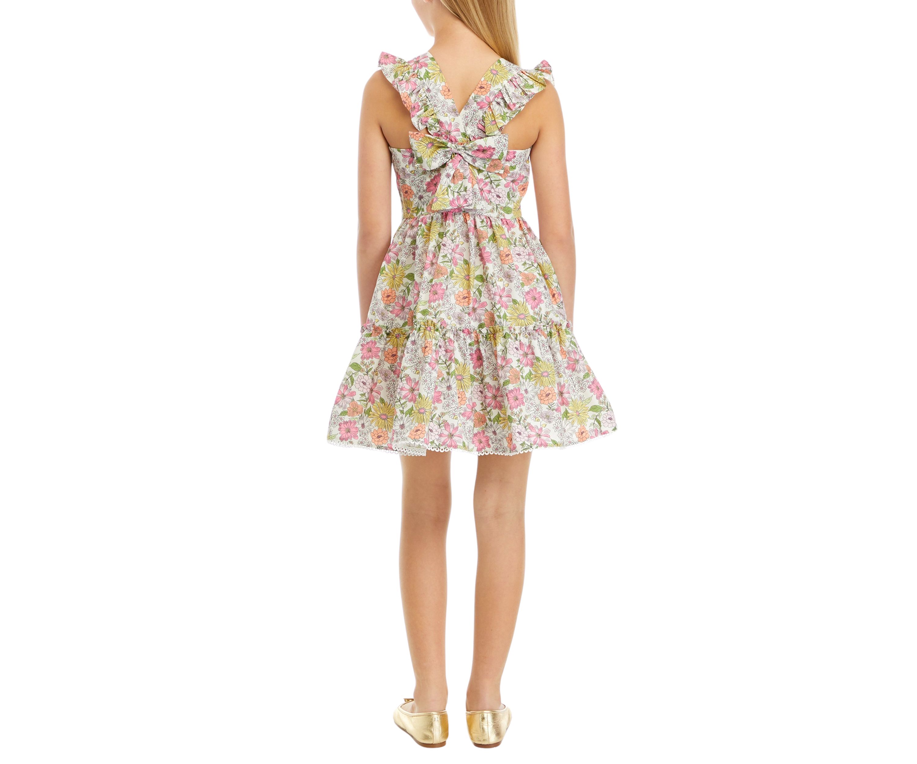 Girls 7-16 Floral Woven Flutter Sleeve Dress with Bag