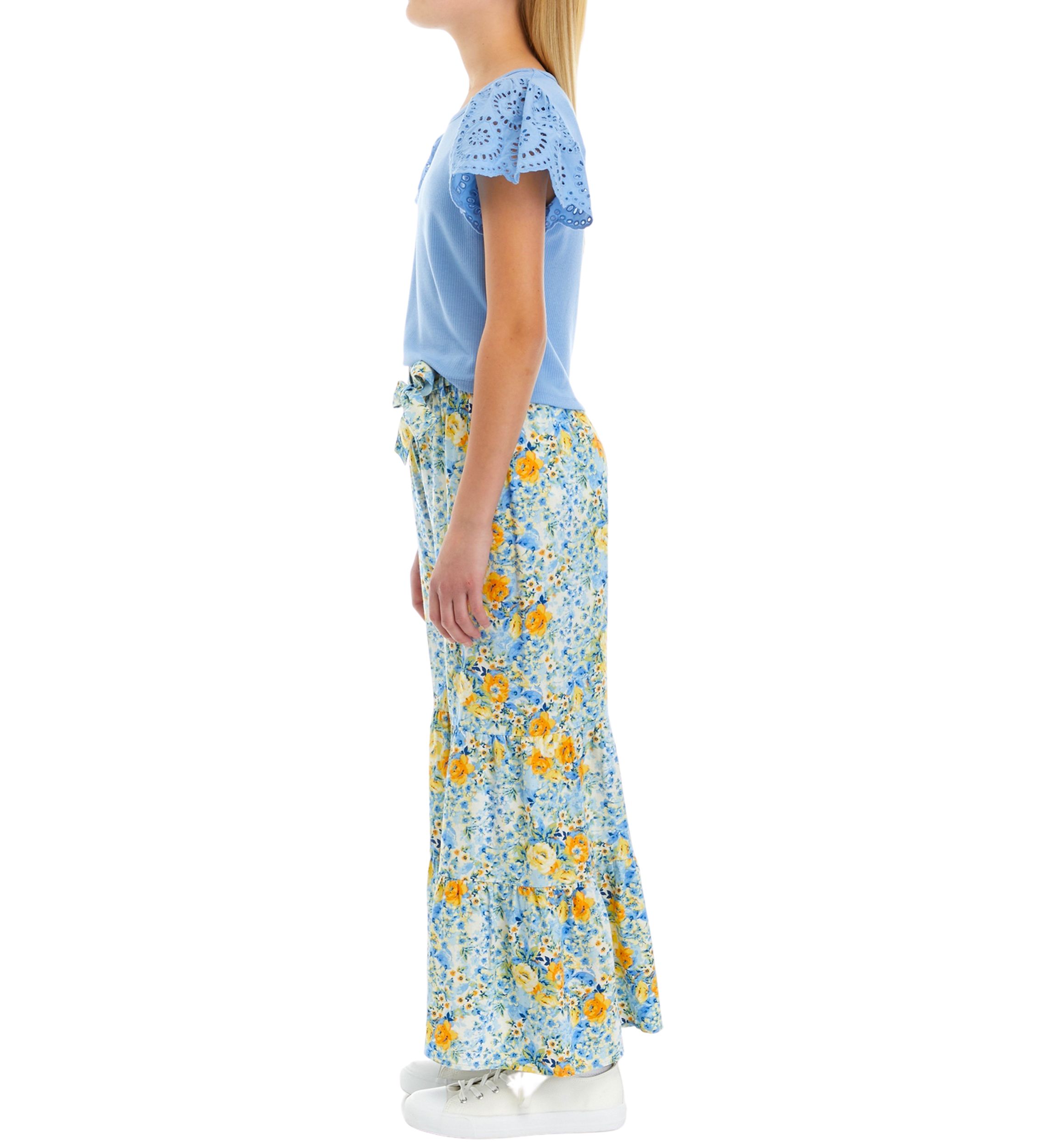 Girls 7-16 Short Sleeve Top and Gauze Pants Set