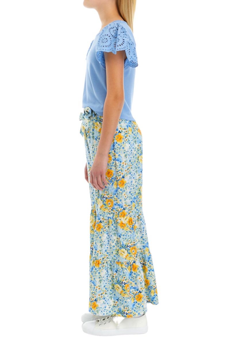Girls 7-16 Short Sleeve Top and Gauze Pants Set