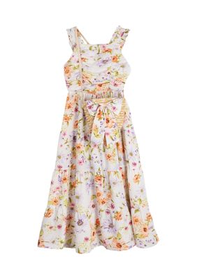 Rare Editions Girls 7-16 Floral Printed Ruched Bodice Tiered Maxi Dress ...