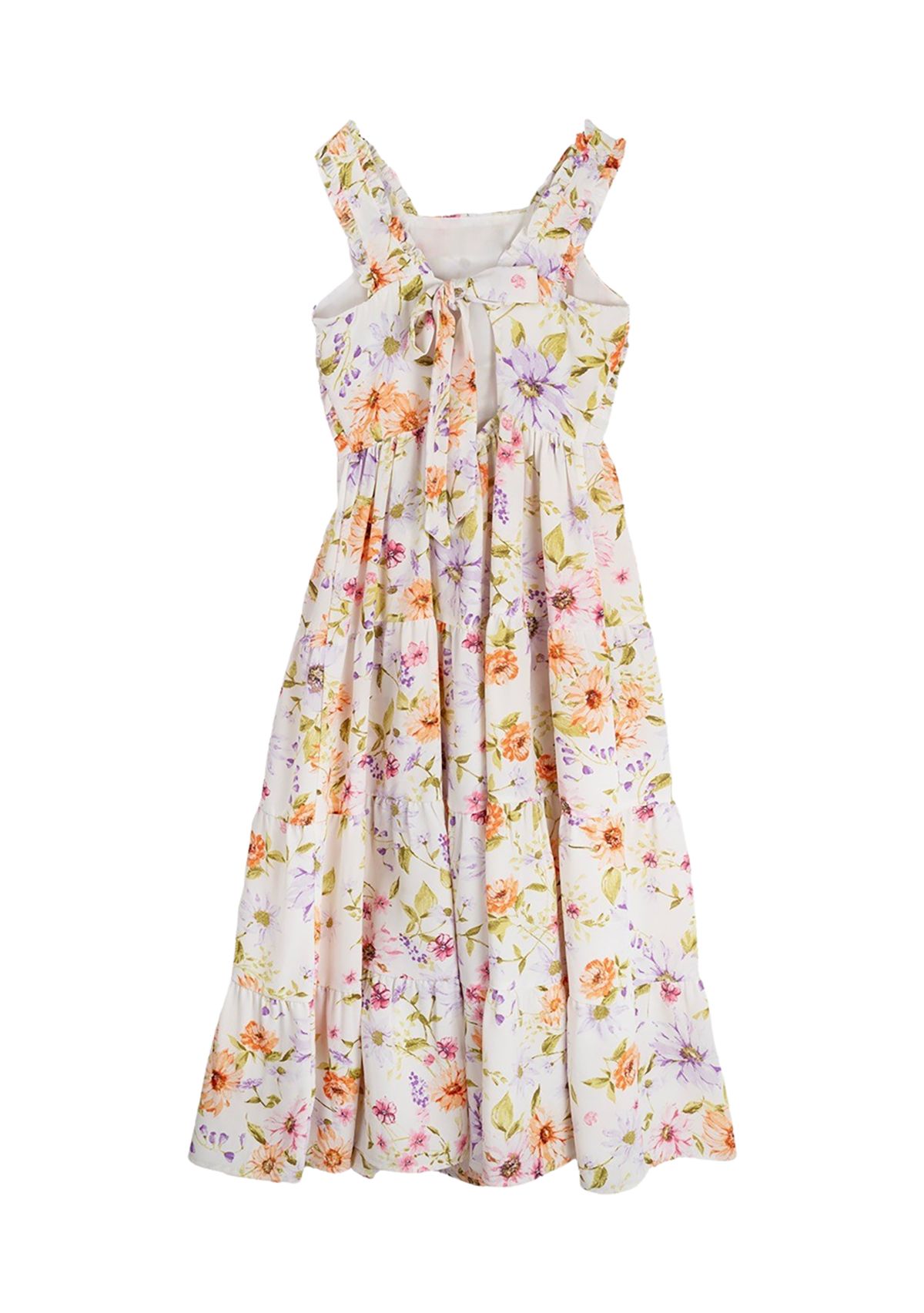 Girls 7-16 Floral Printed Ruched Bodice Tiered Maxi Dress
