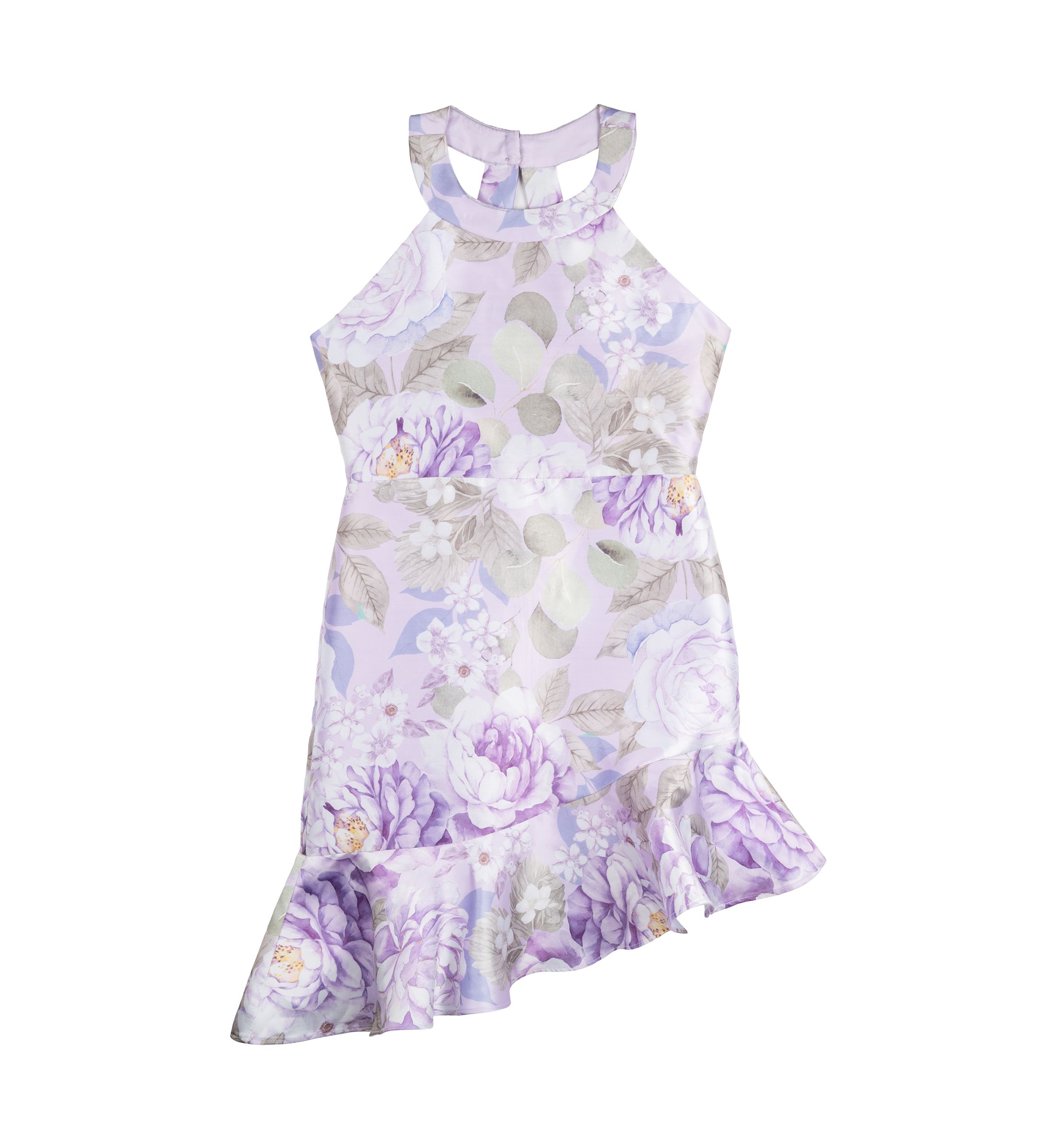 Girls 7-16 Mikado Halter Bodice to Trumpet Skirt Dress