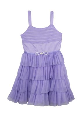 Rare Editions Girls 7-16 Lilac Glitter Mesh Dress, Purple