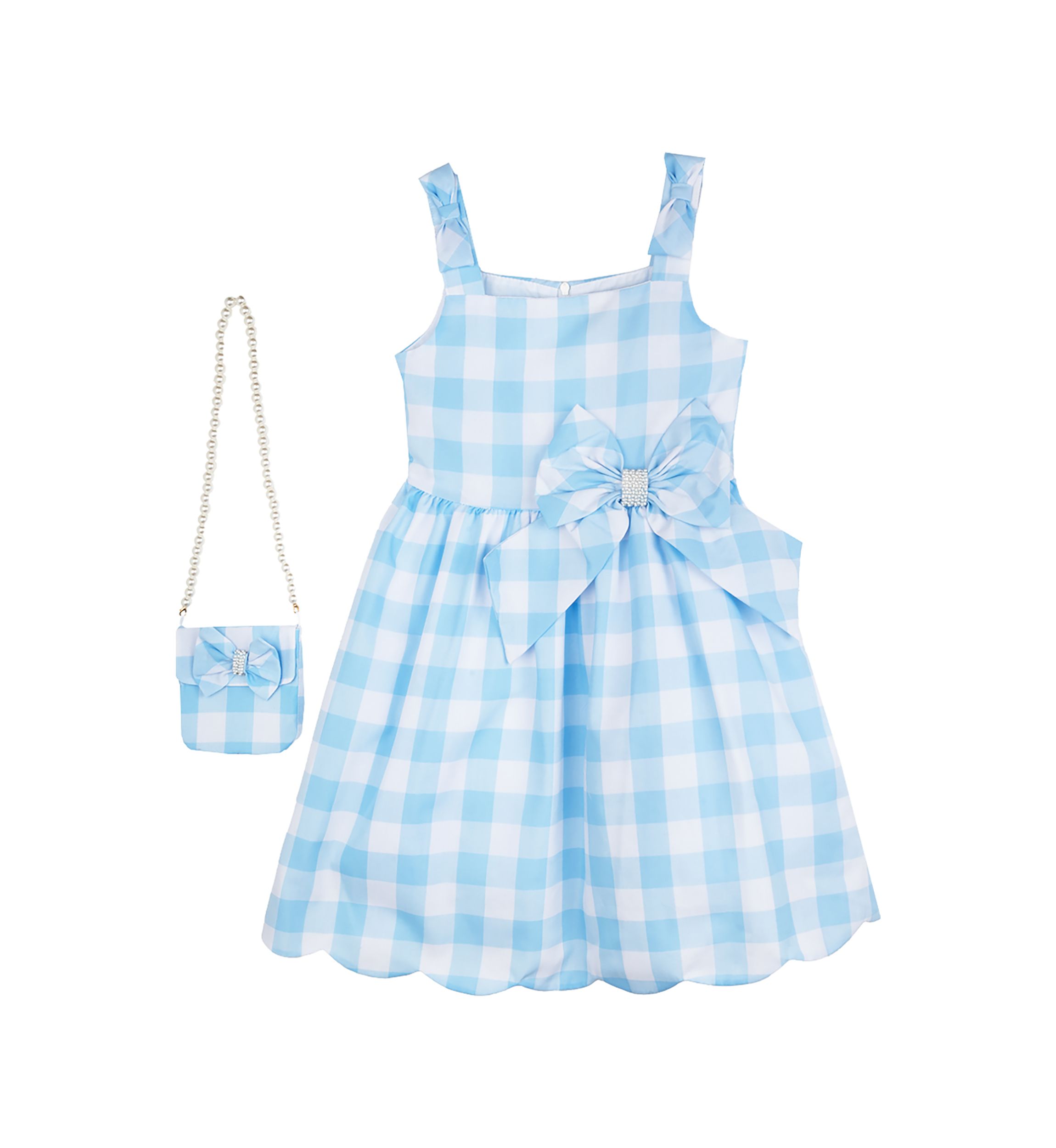 Girls 7-16 Blue White Gingham Dress 