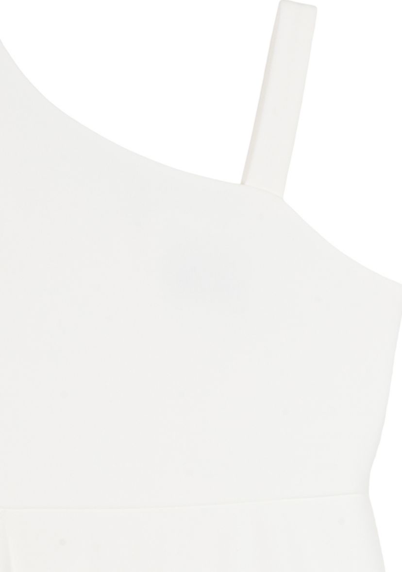 Girls 7-16 White One Shoulder Ruffle Scuba Dress 