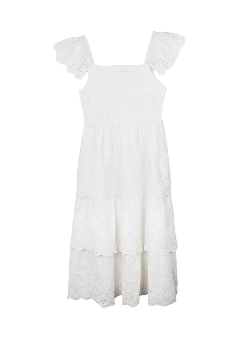 Girls 7-16 White Eyelet Tiered Maxi Dress 