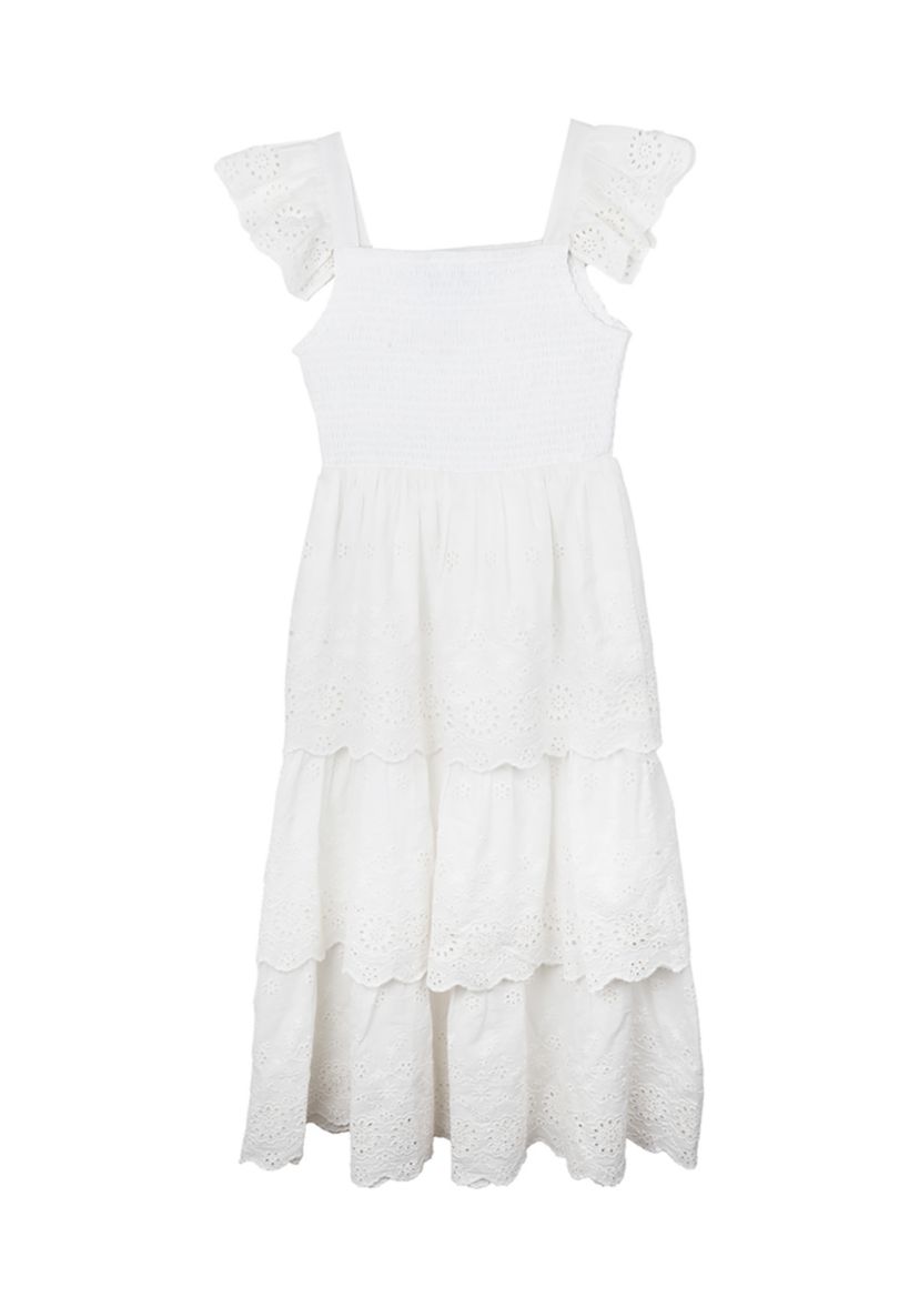 Girls 7-16 White Eyelet Tiered Maxi Dress 
