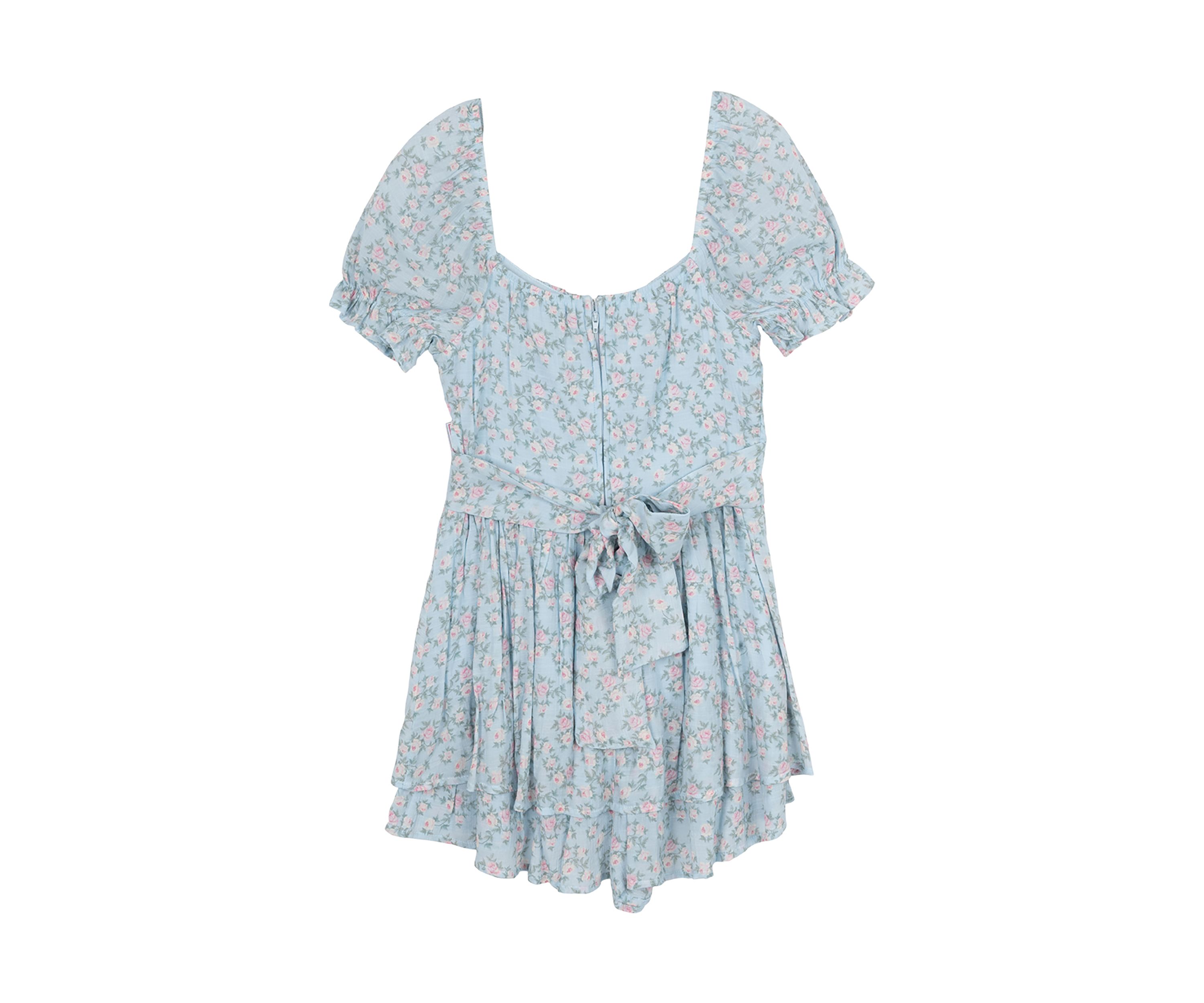 Girls 7-16 Puff Sleeve Floral Romper 