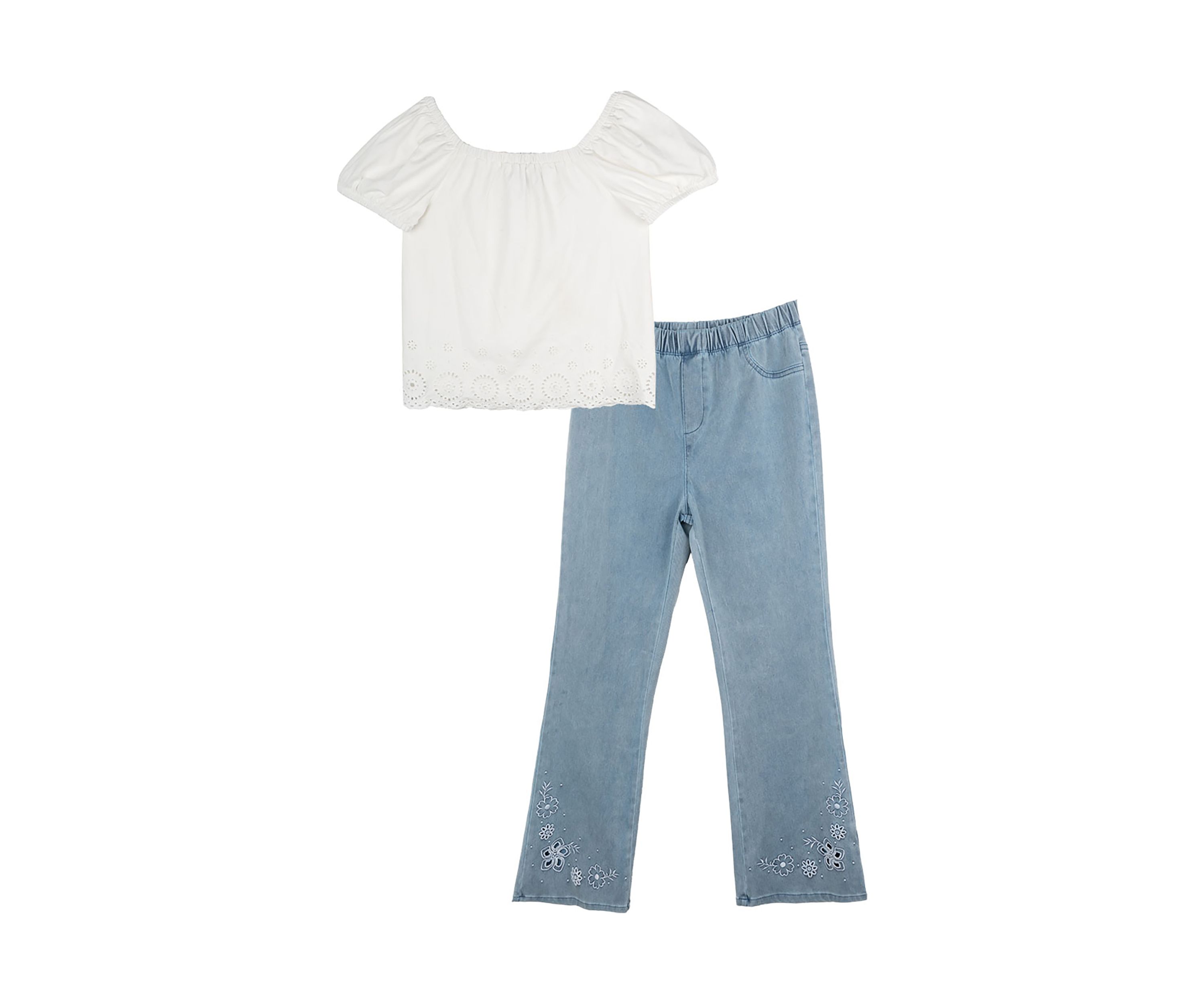 Girls 7-16 Eyelet Knit Top and Pants Set