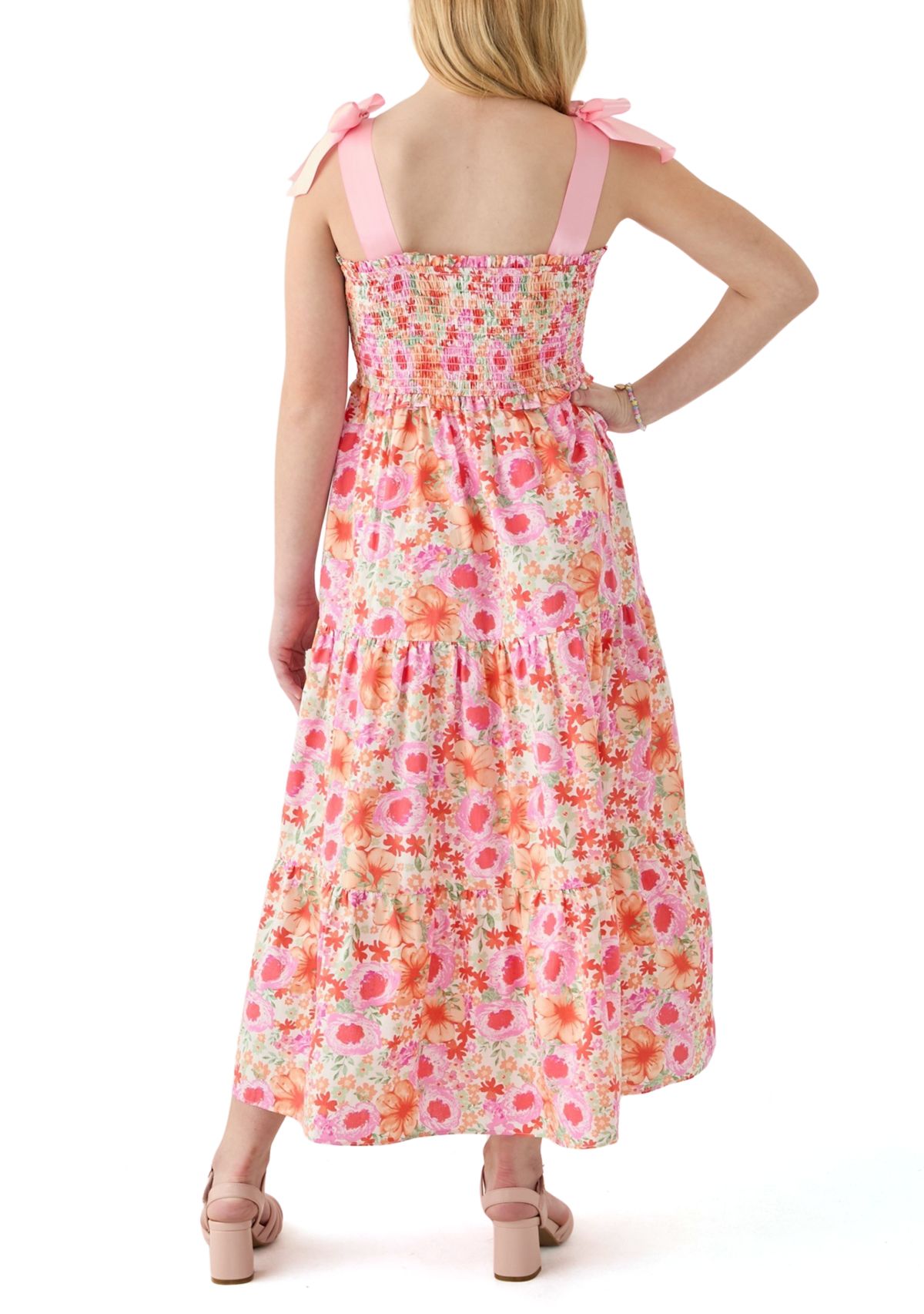 Girls 7-16 Floral Bow Shoulder Maxi Dress