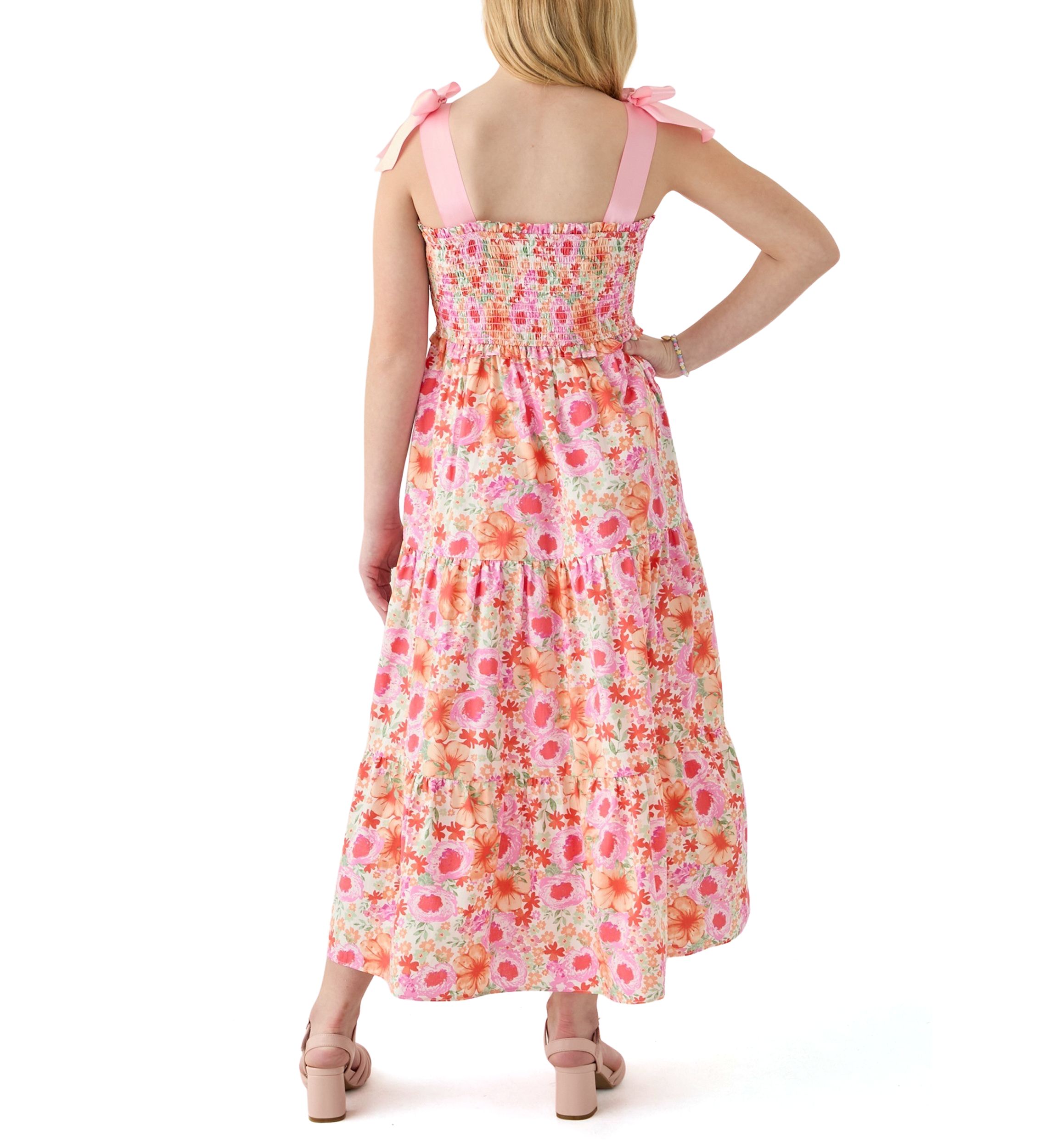 Girls 7-16 Floral Bow Shoulder Maxi Dress