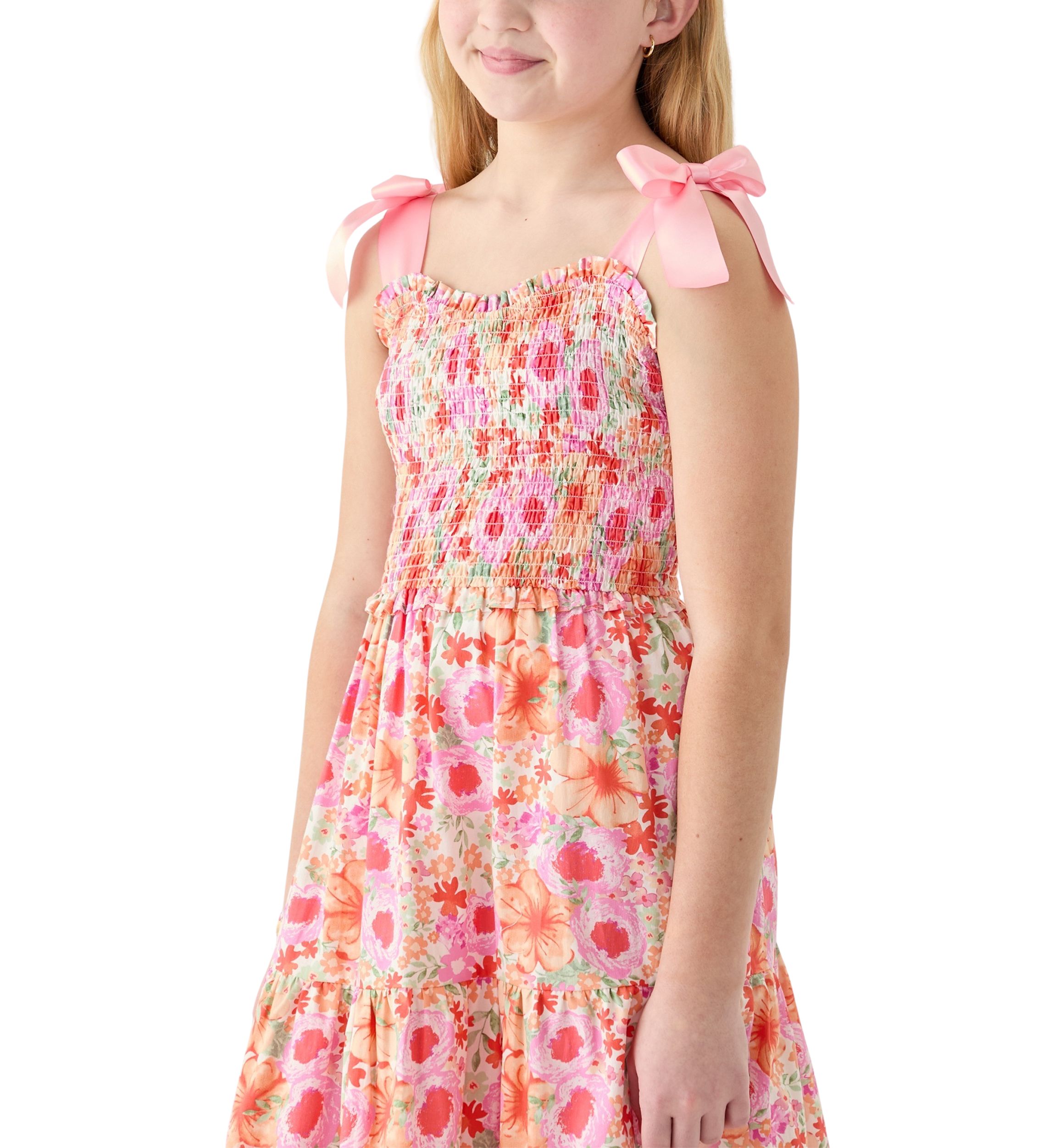 Girls 7-16 Floral Bow Shoulder Maxi Dress