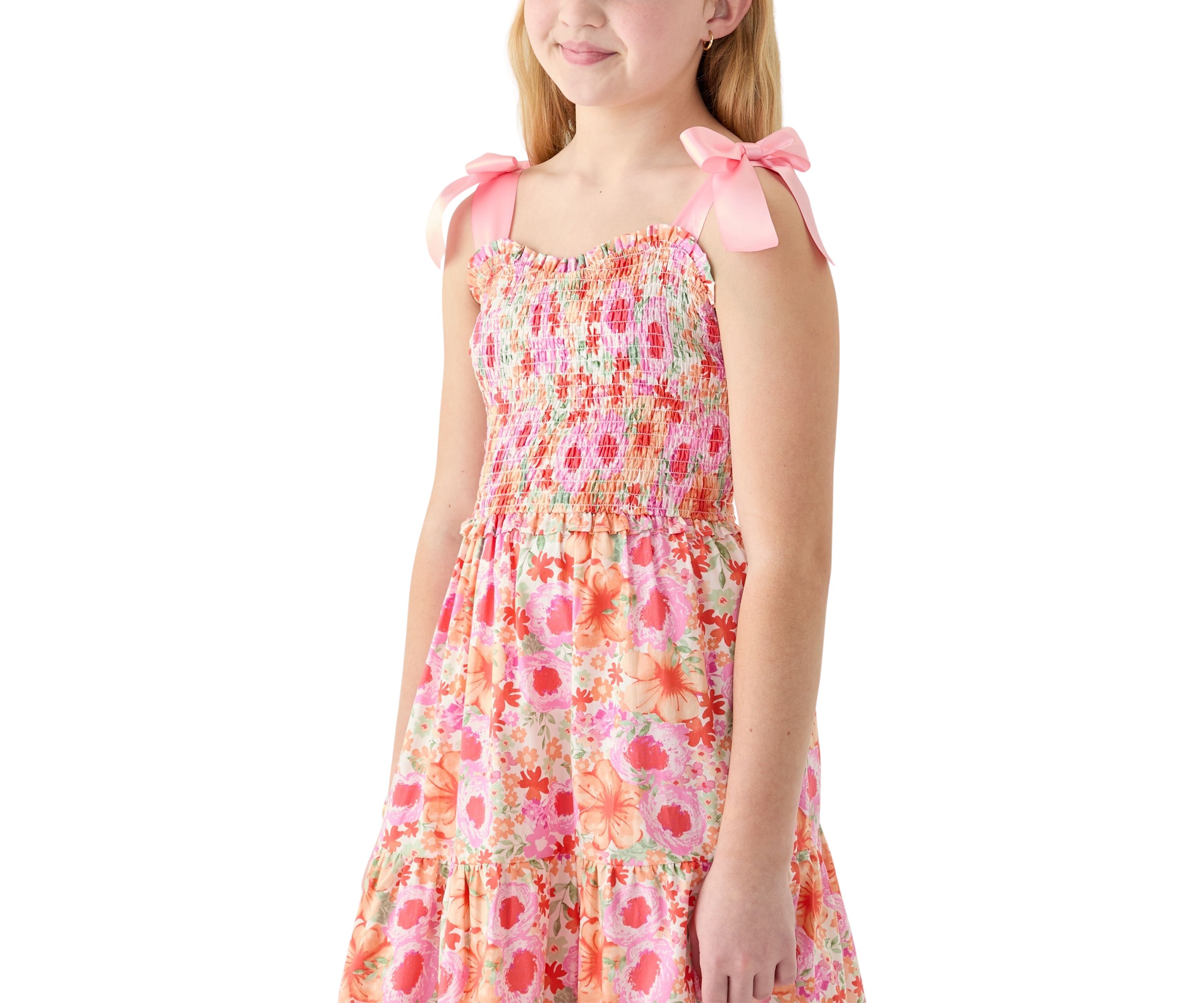 Girls 7-16 Floral Bow Shoulder Maxi Dress