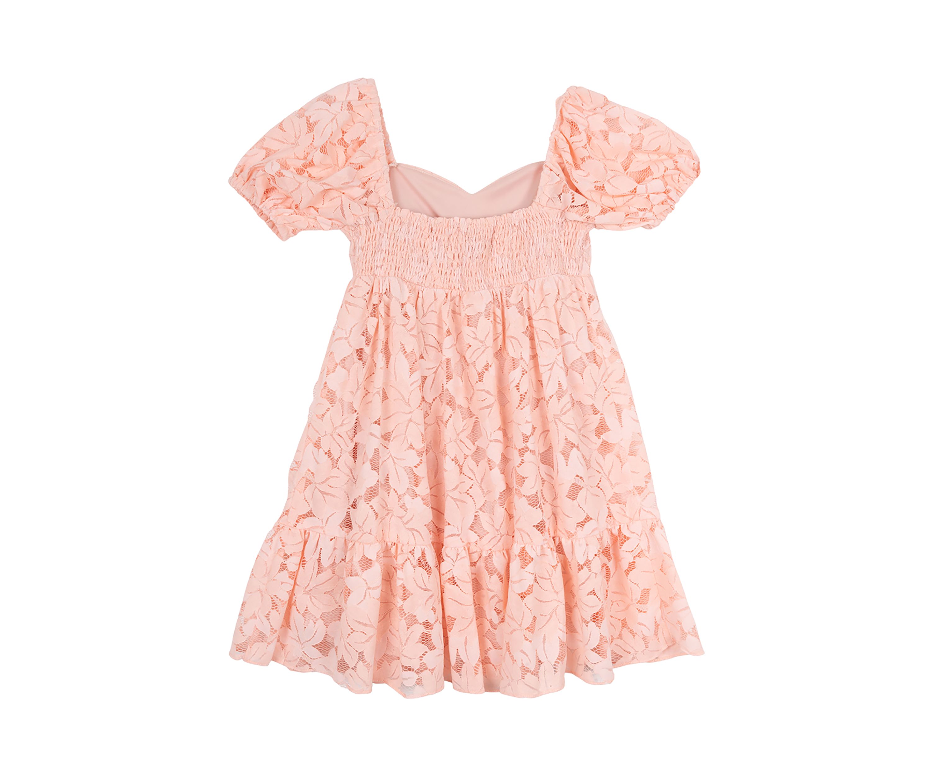 Girls 7-16 Puff Sleeve Sweetheart Neck Dress
