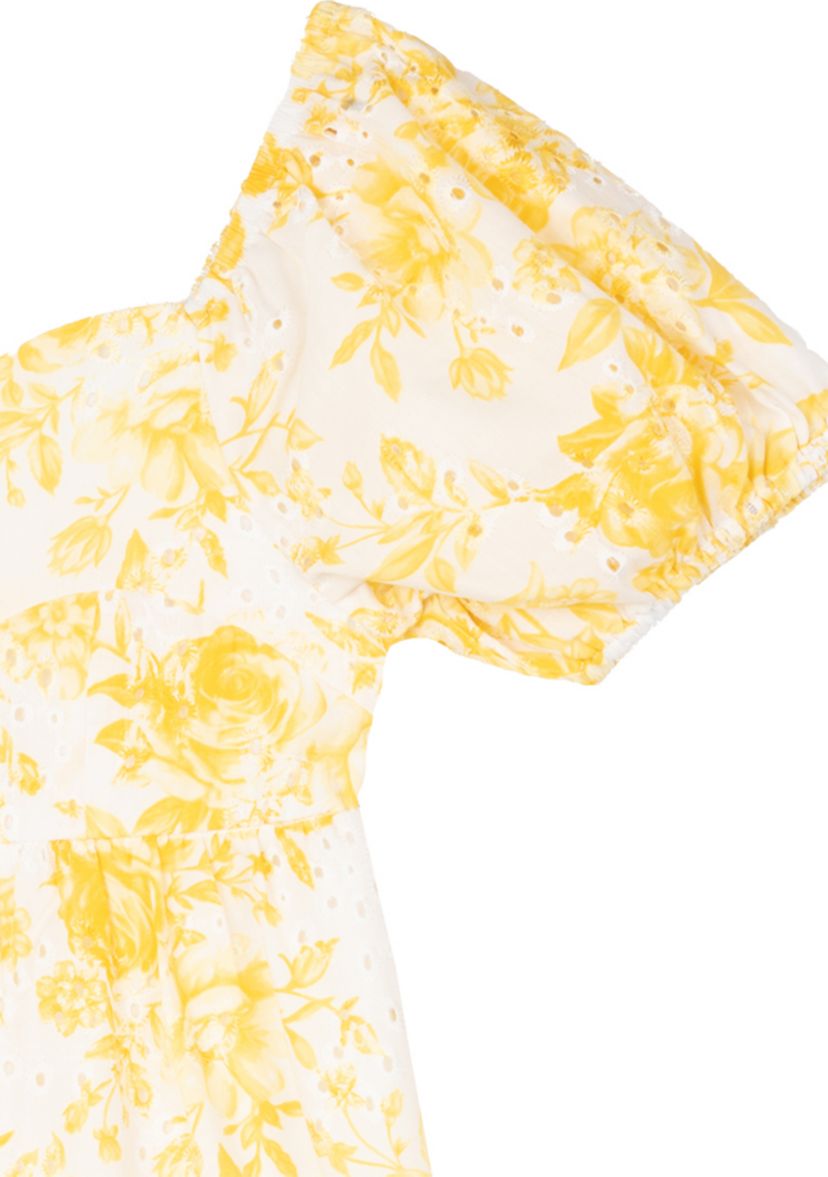 Girls 7-16 Yellow Flower Eyelet Dress