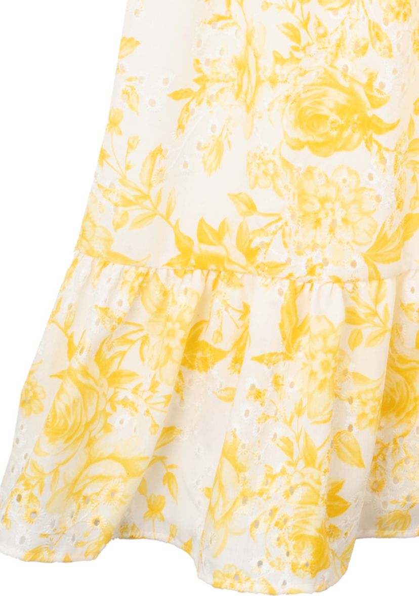 Girls 7-16 Yellow Flower Eyelet Dress