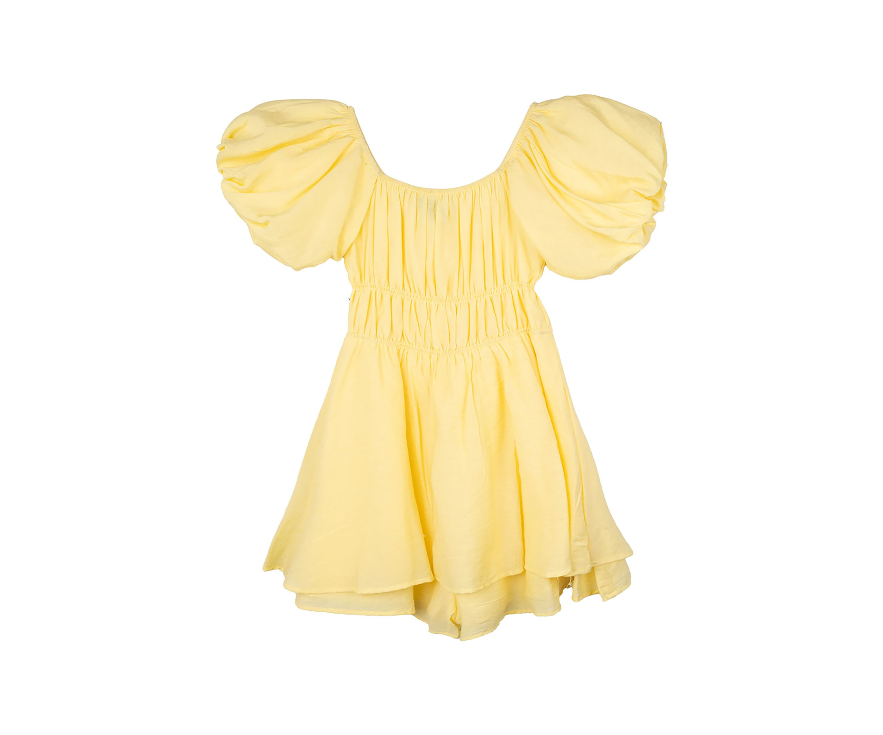 Girls 7-16 Puff Sleeve Smocked Cotton Romper 