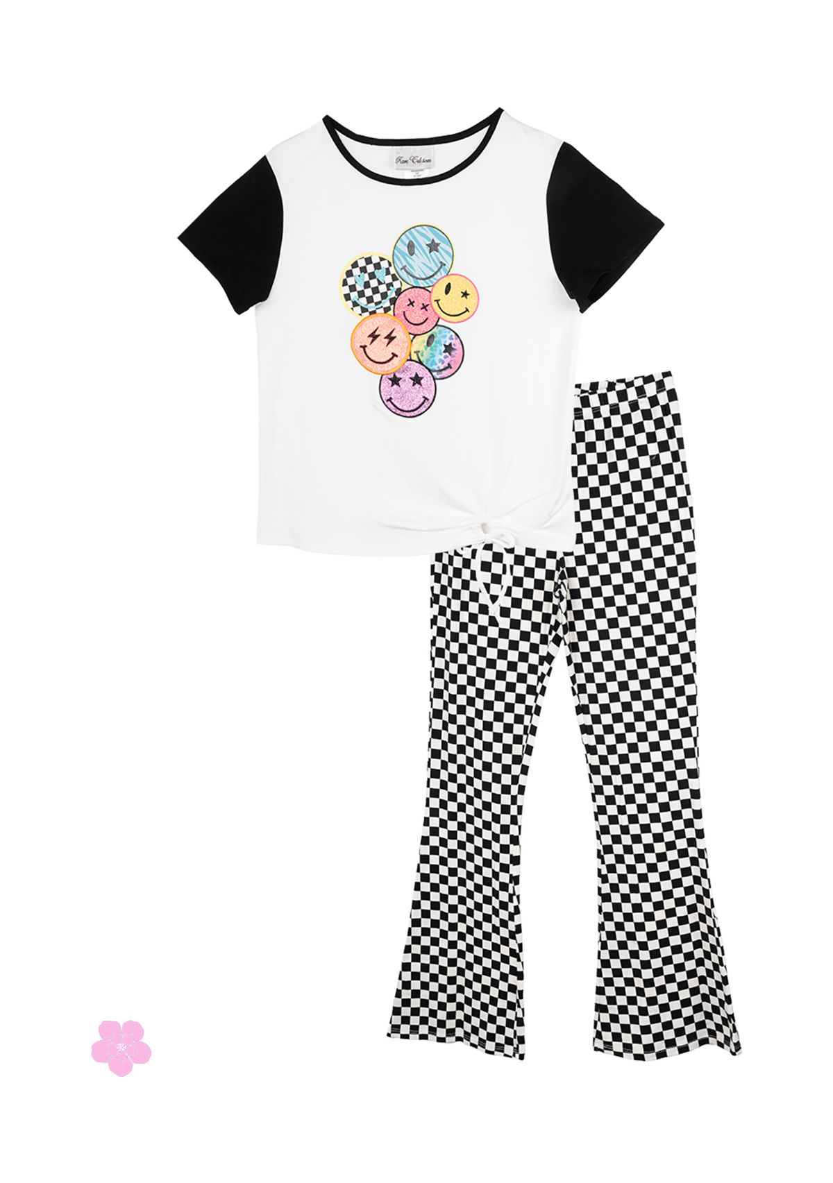   Girls 7-16 Multi Smile Flare Pants Set 