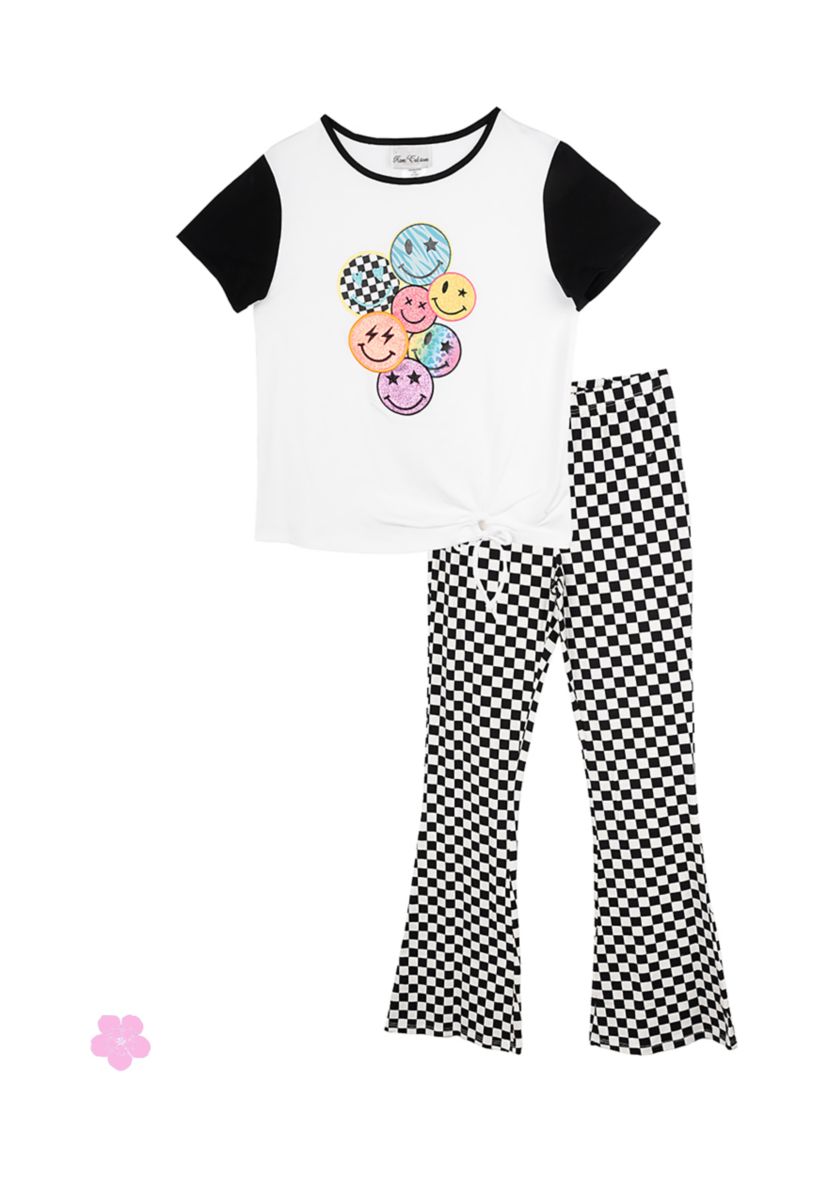   Girls 7-16 Multi Smile Flare Pants Set 