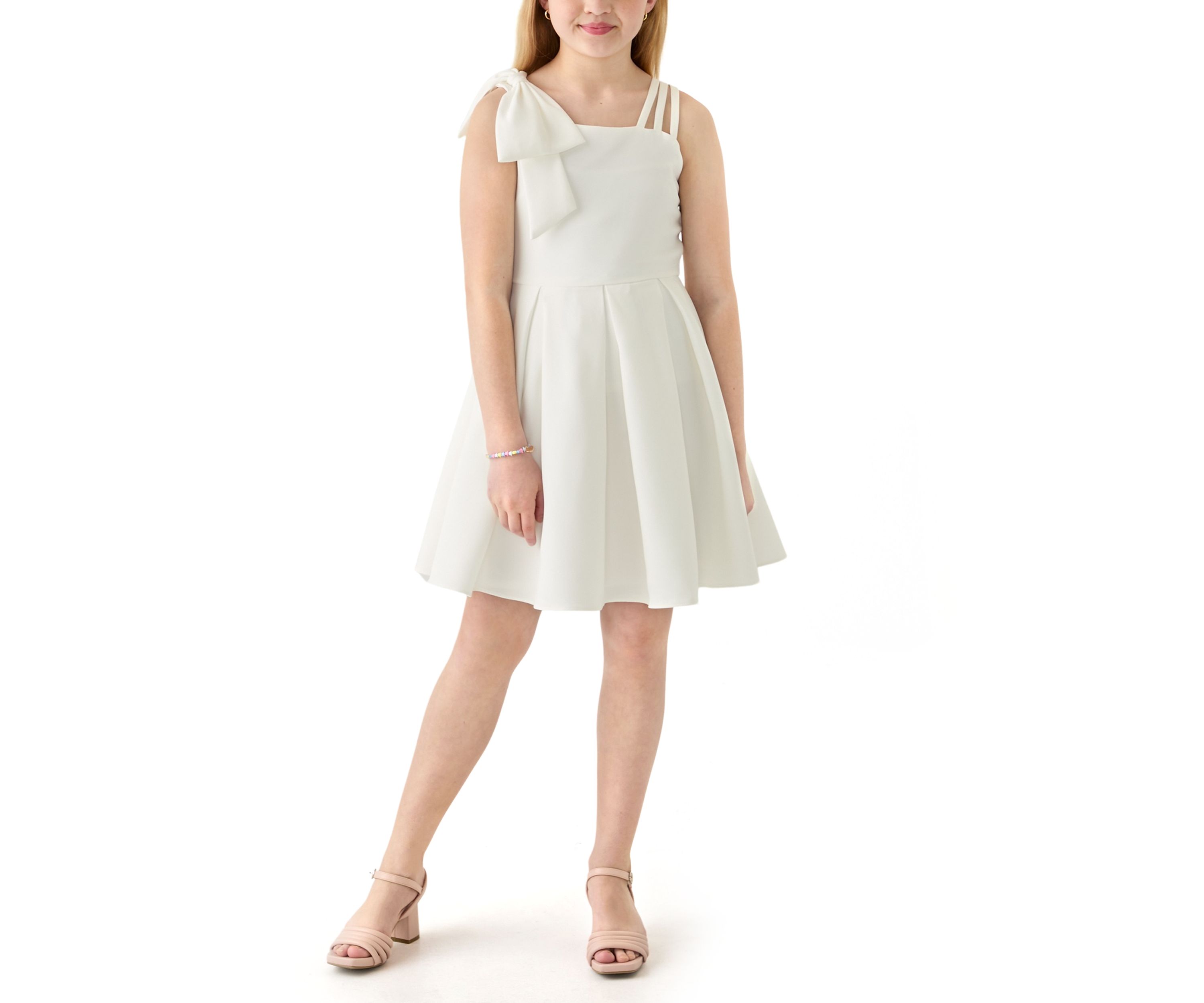 Girls 7-16 One-Shoulder Scuba Dress