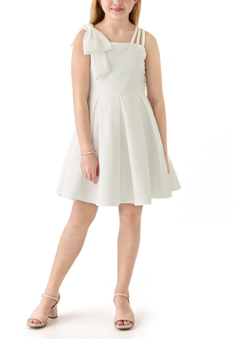 Girls 7-16 One-Shoulder Scuba Dress