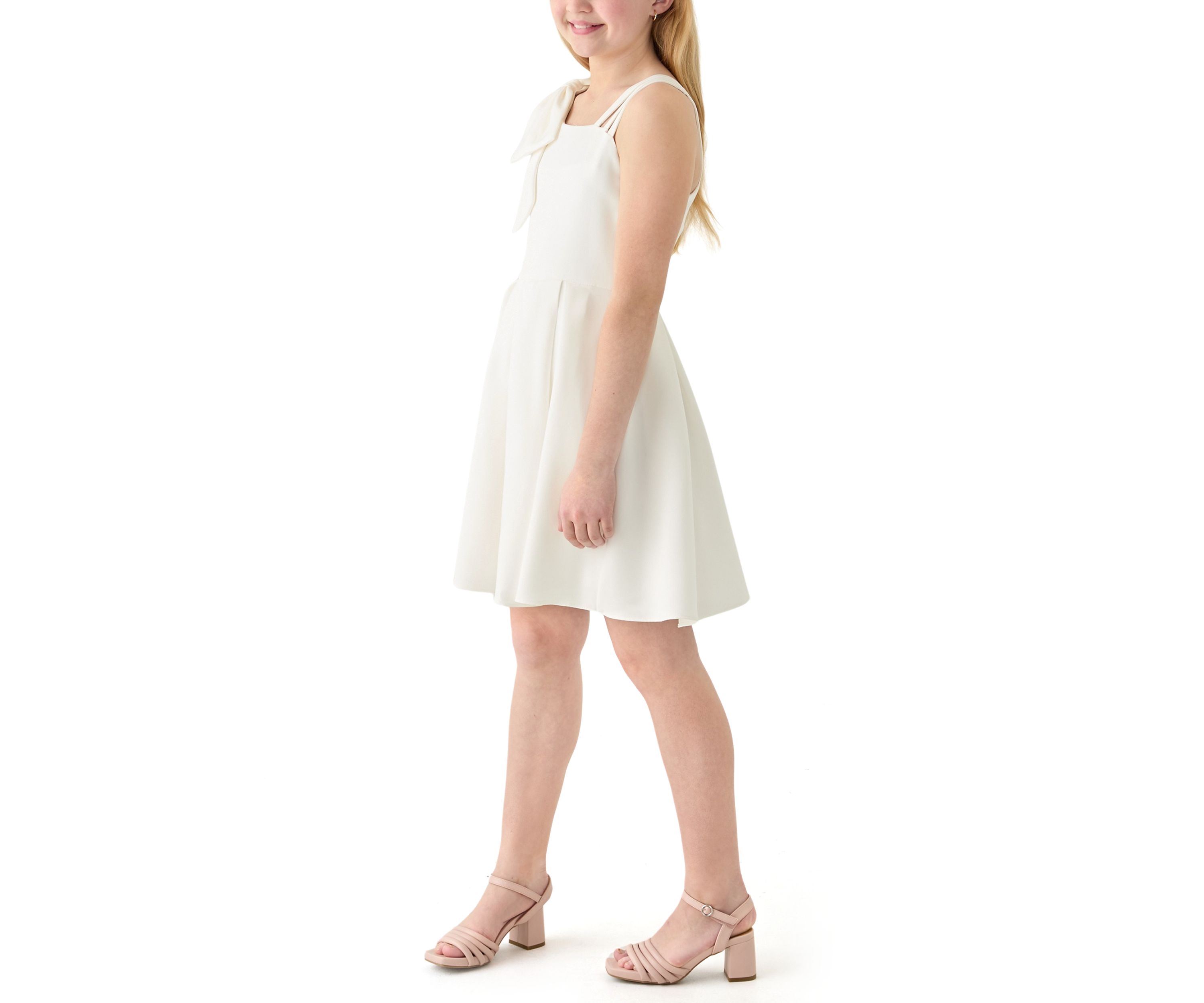 Girls 7-16 One-Shoulder Scuba Dress