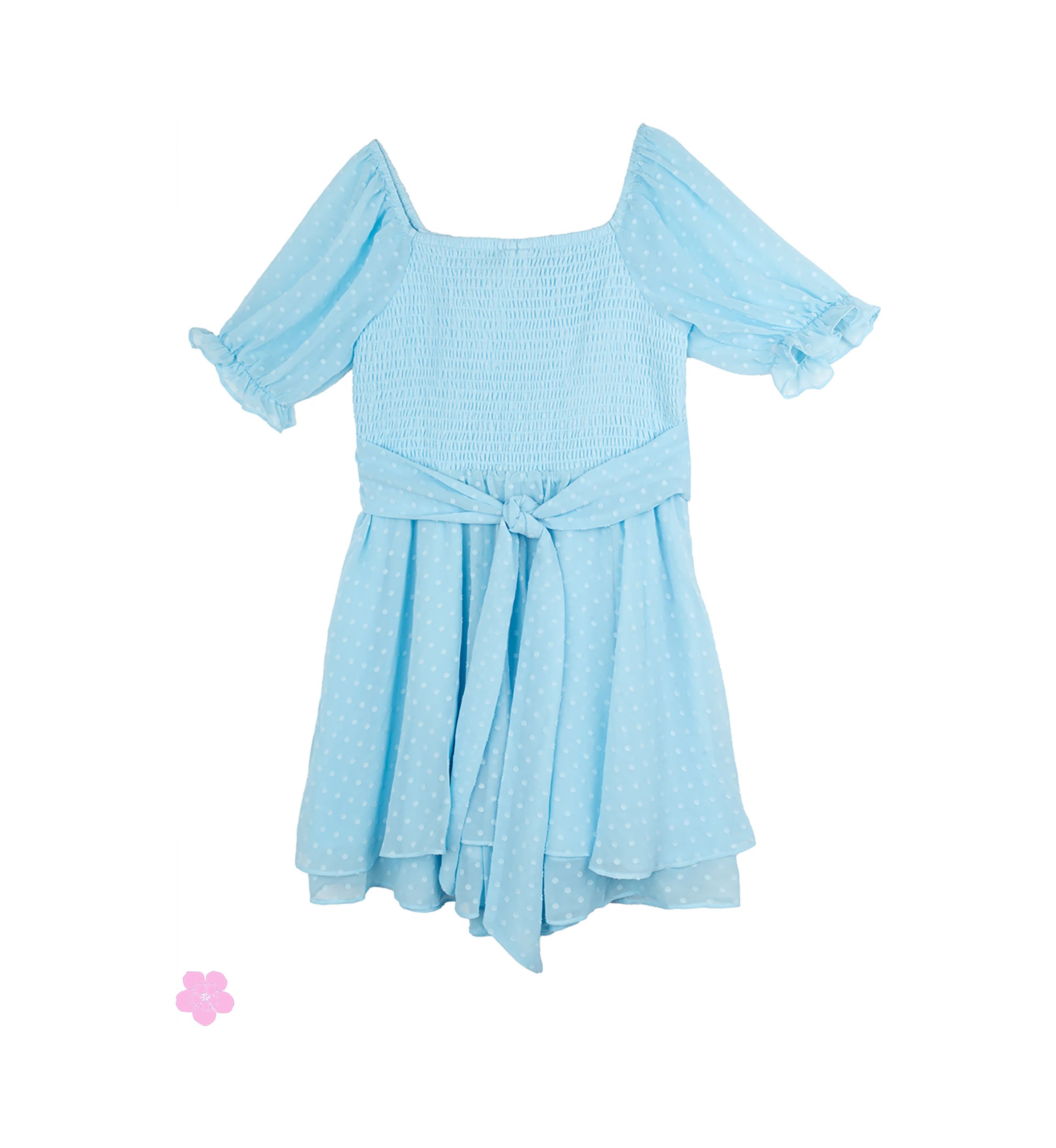 Girls 7-16 Clip Dot Romper 