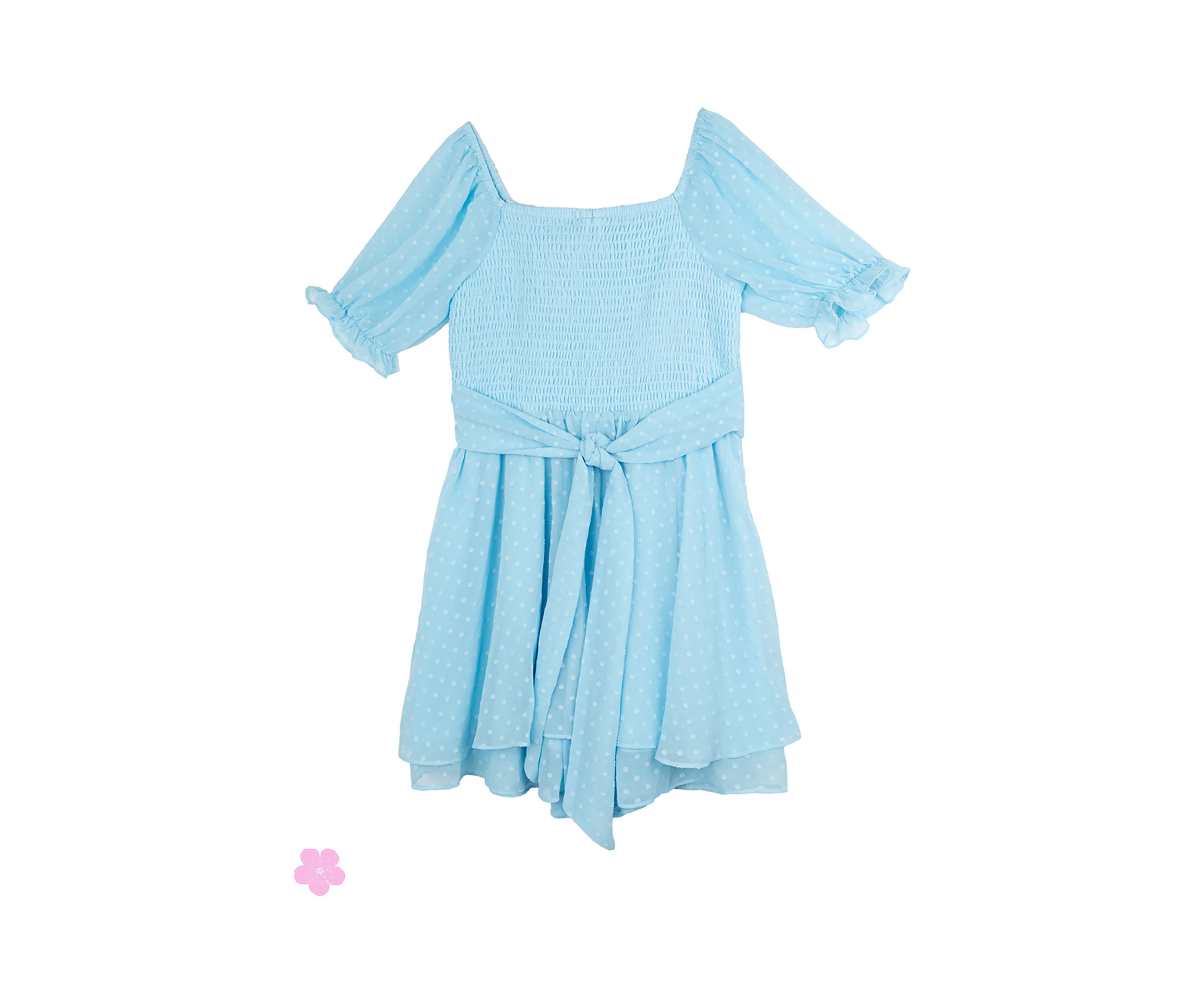 Girls 7-16 Clip Dot Romper 