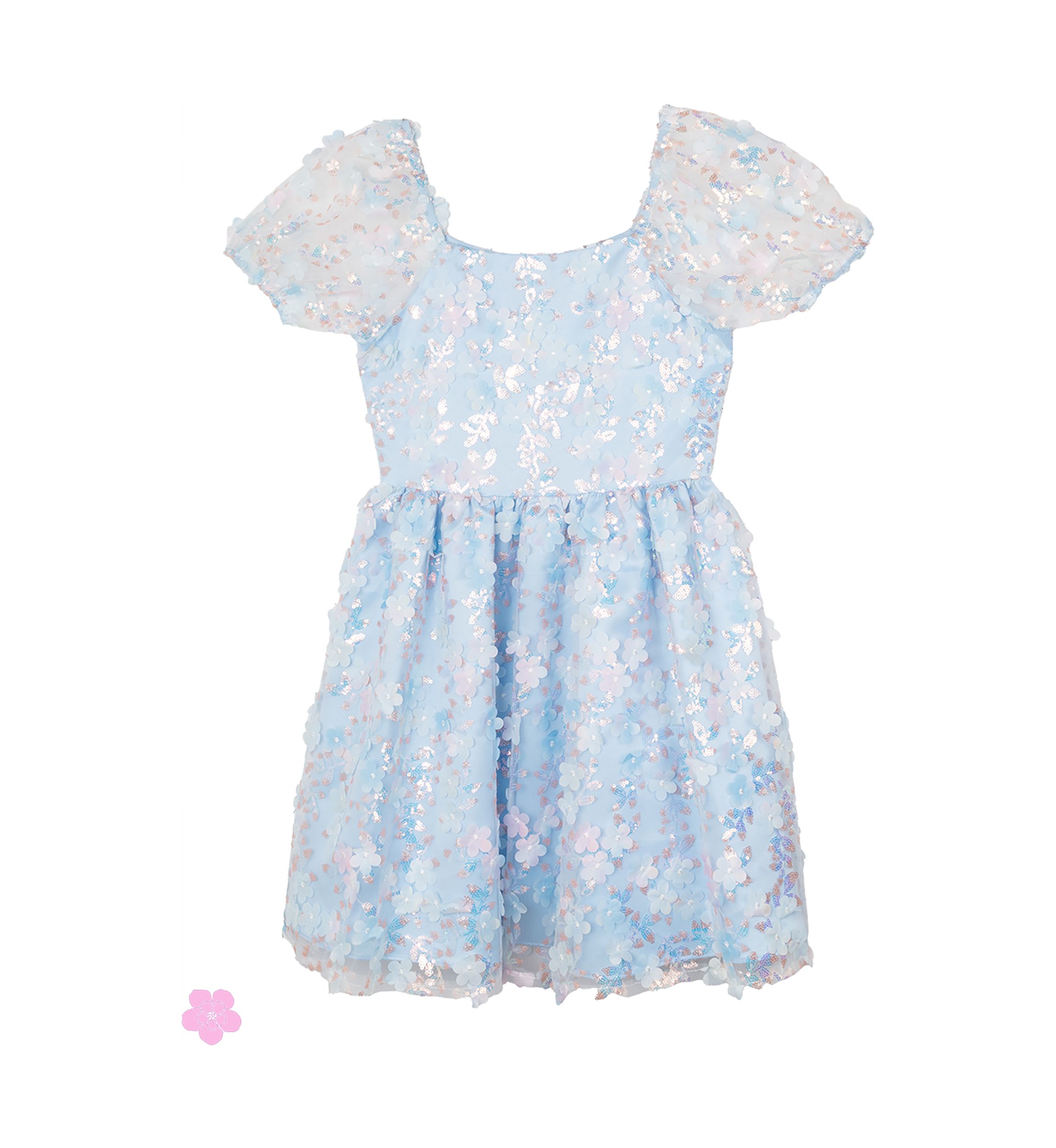Girls 7-16 Puff Sleeve Floral Dress