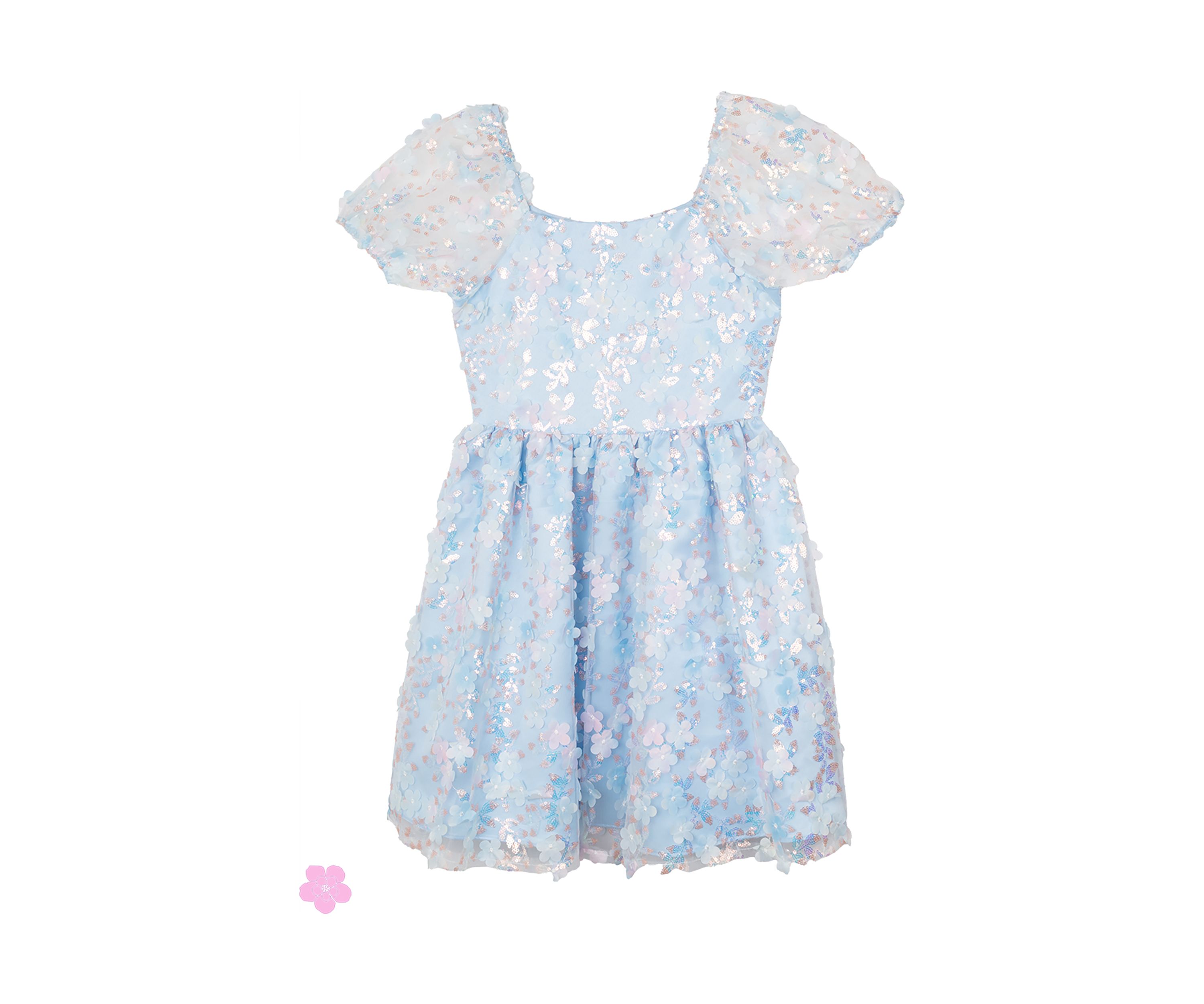 Girls 7-16 Puff Sleeve Floral Dress