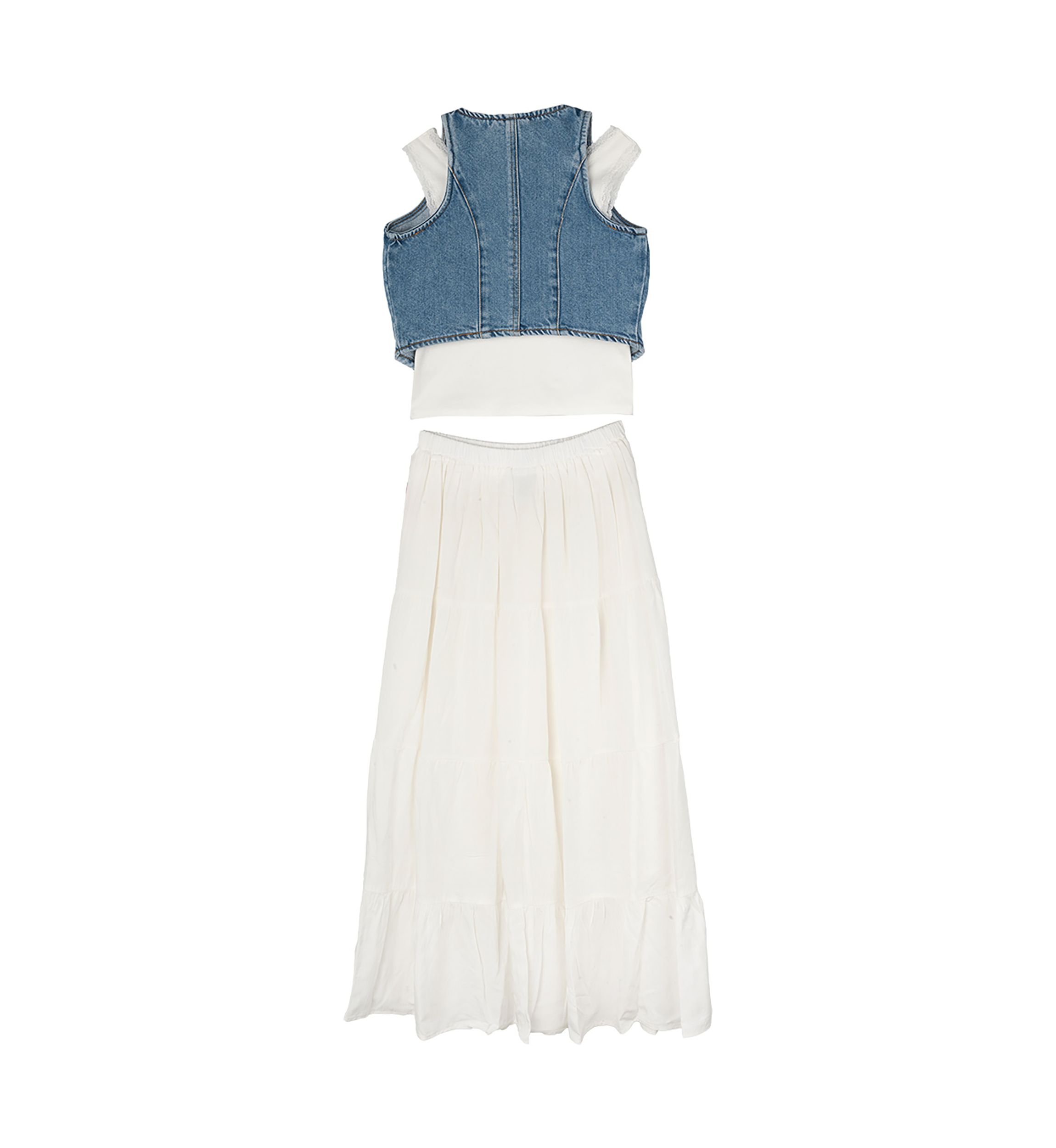 Girls 7-16 Denim Vest and Skirt Set