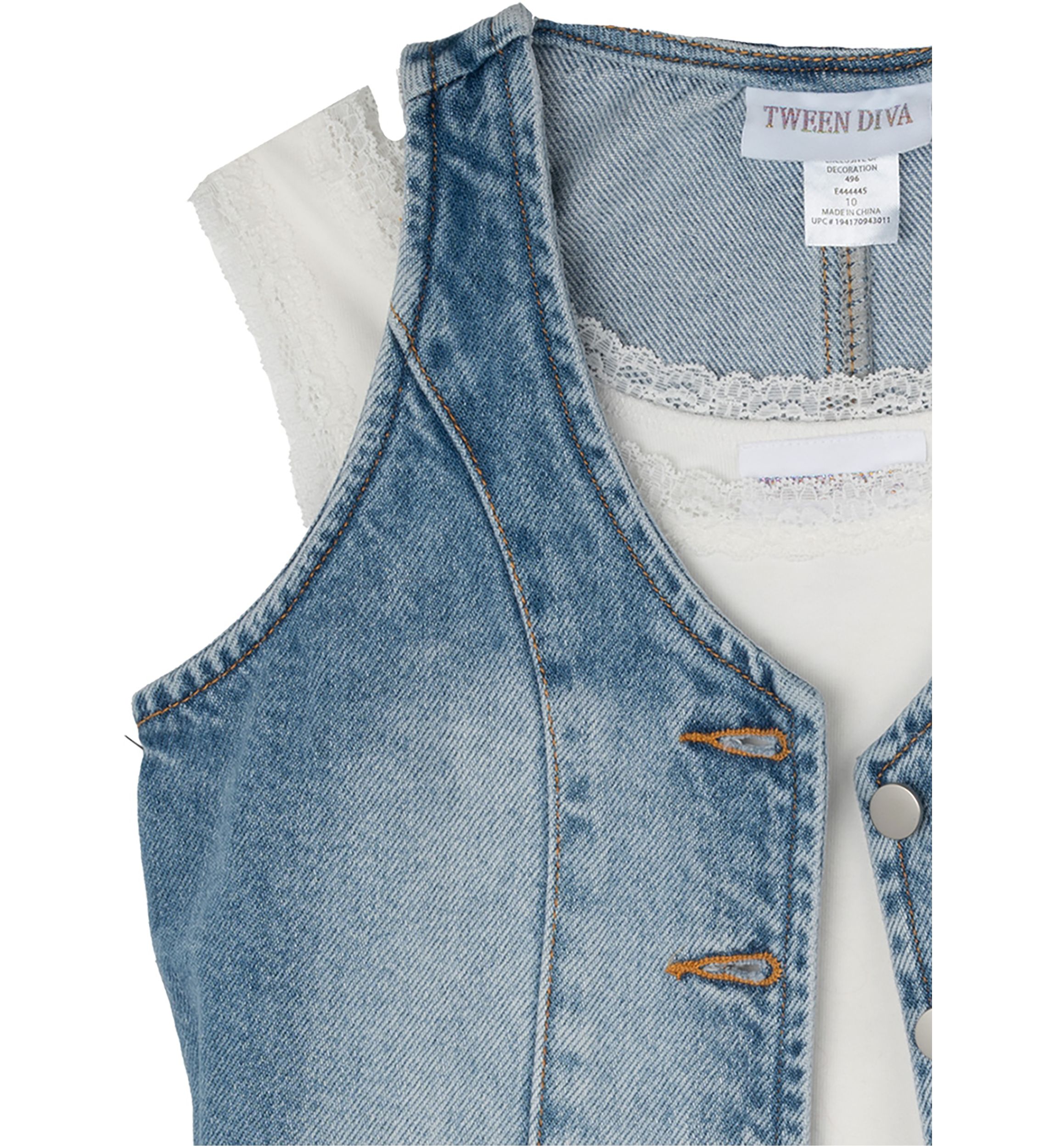 Girls 7-16 Denim Vest and Skirt Set