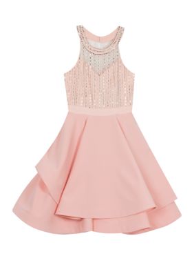 Rare Editions Girls 7-16 Blush Jewel Halter Skater Dress | belk