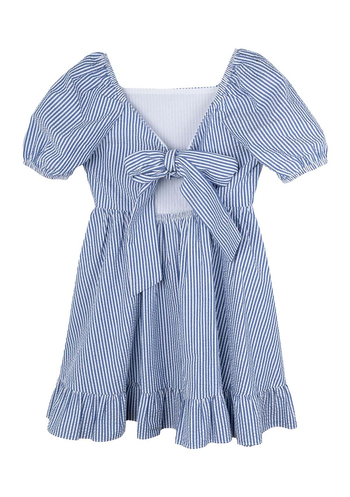 Girls 7-16 Bow Back Seersucker Dress