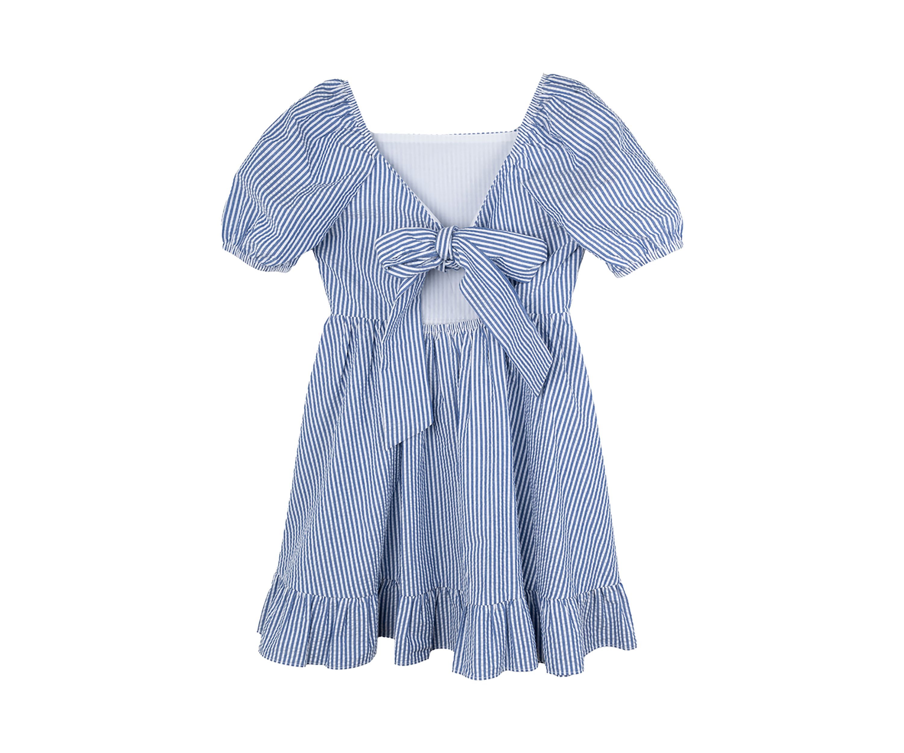 Girls 7-16 Bow Back Seersucker Dress
