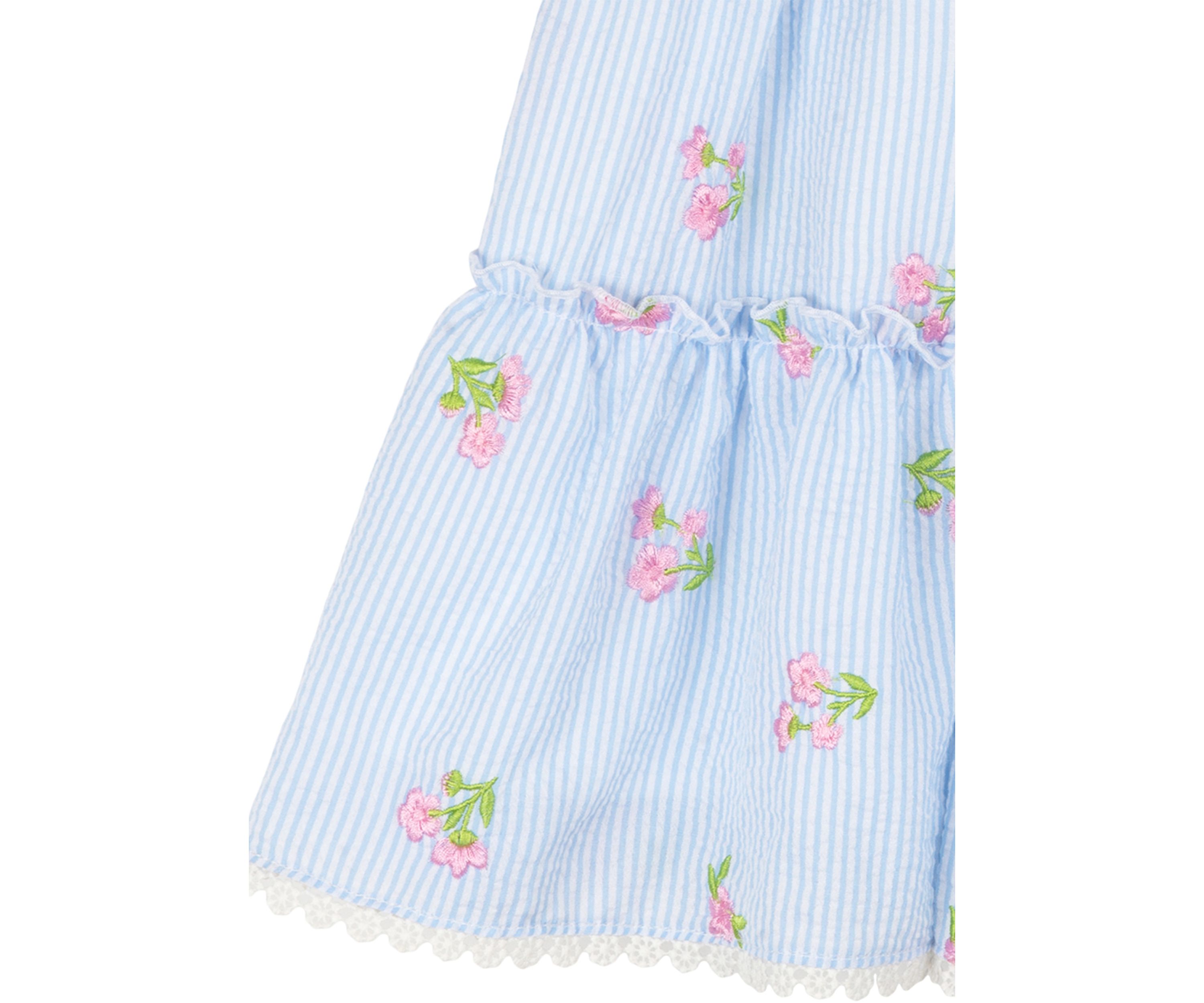 Girls 7-16 Embroidered Seersucker Dress