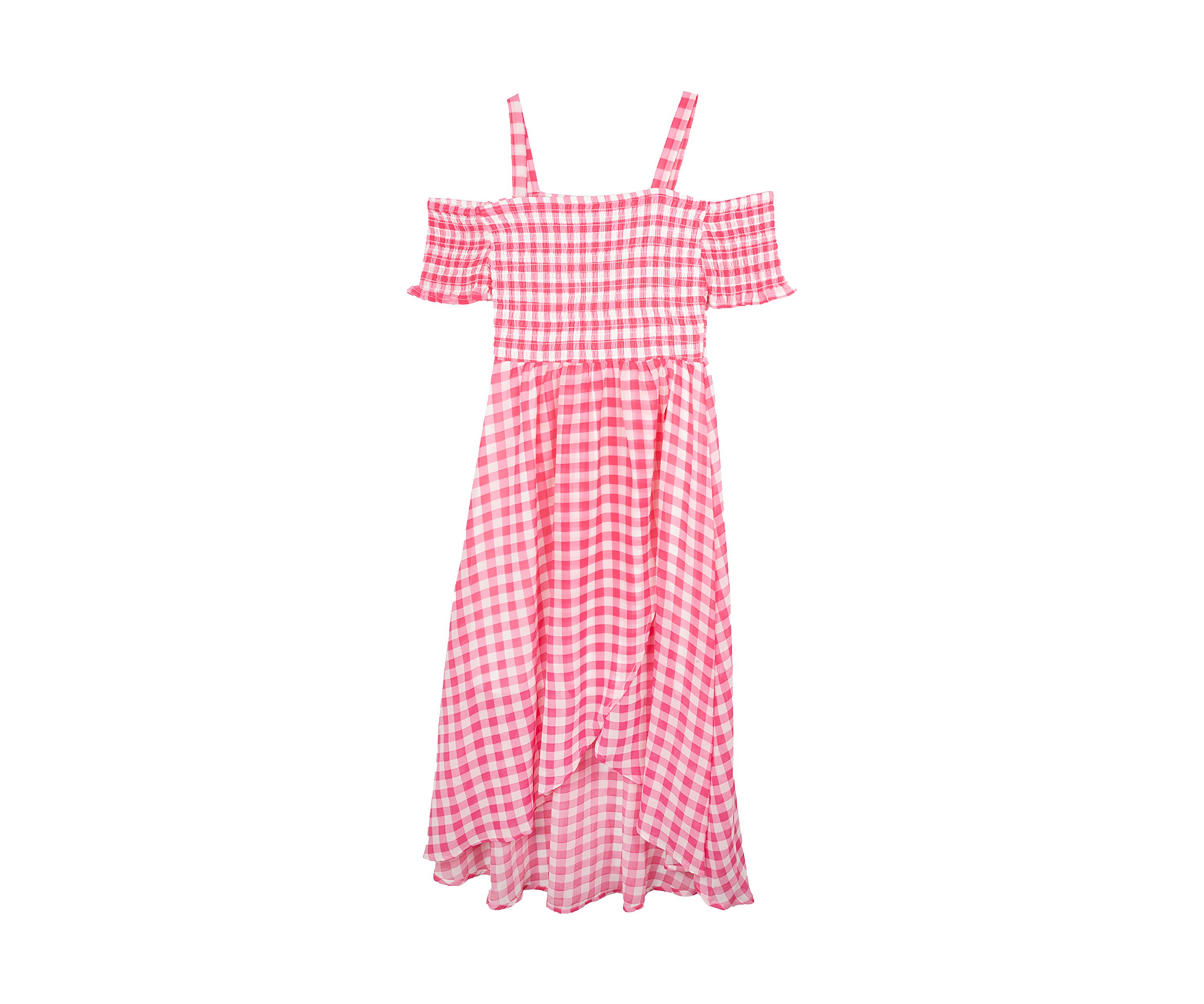 Girls 7-16 Gingham Printed High Low Chiffon Maxi Dress