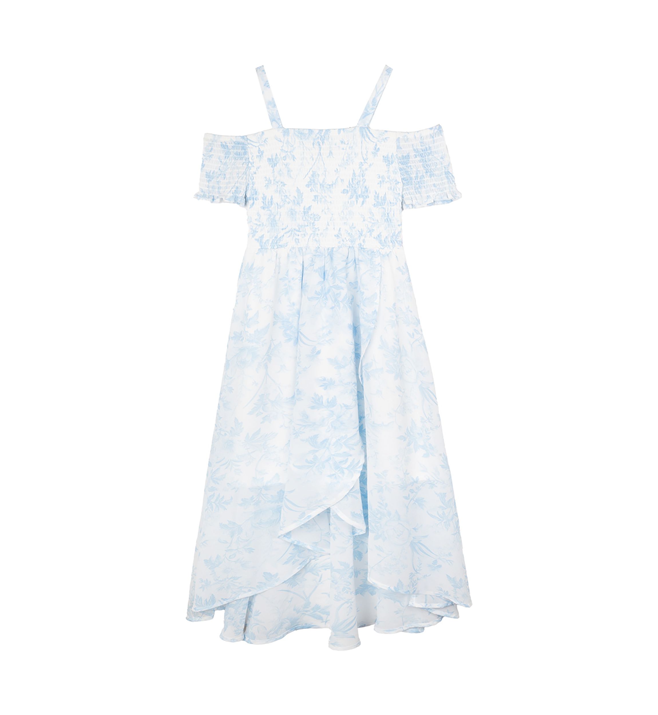 Girls 7-16 Toile Printed High Low Chiffon Maxi Dress