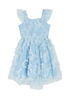 Rare Editions Girls 7-16 Blue Floral Soutache Dress