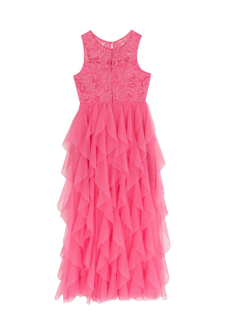 Rare Editions Girls 7-16 Pink Lace Cascade Maxi Dress, 14