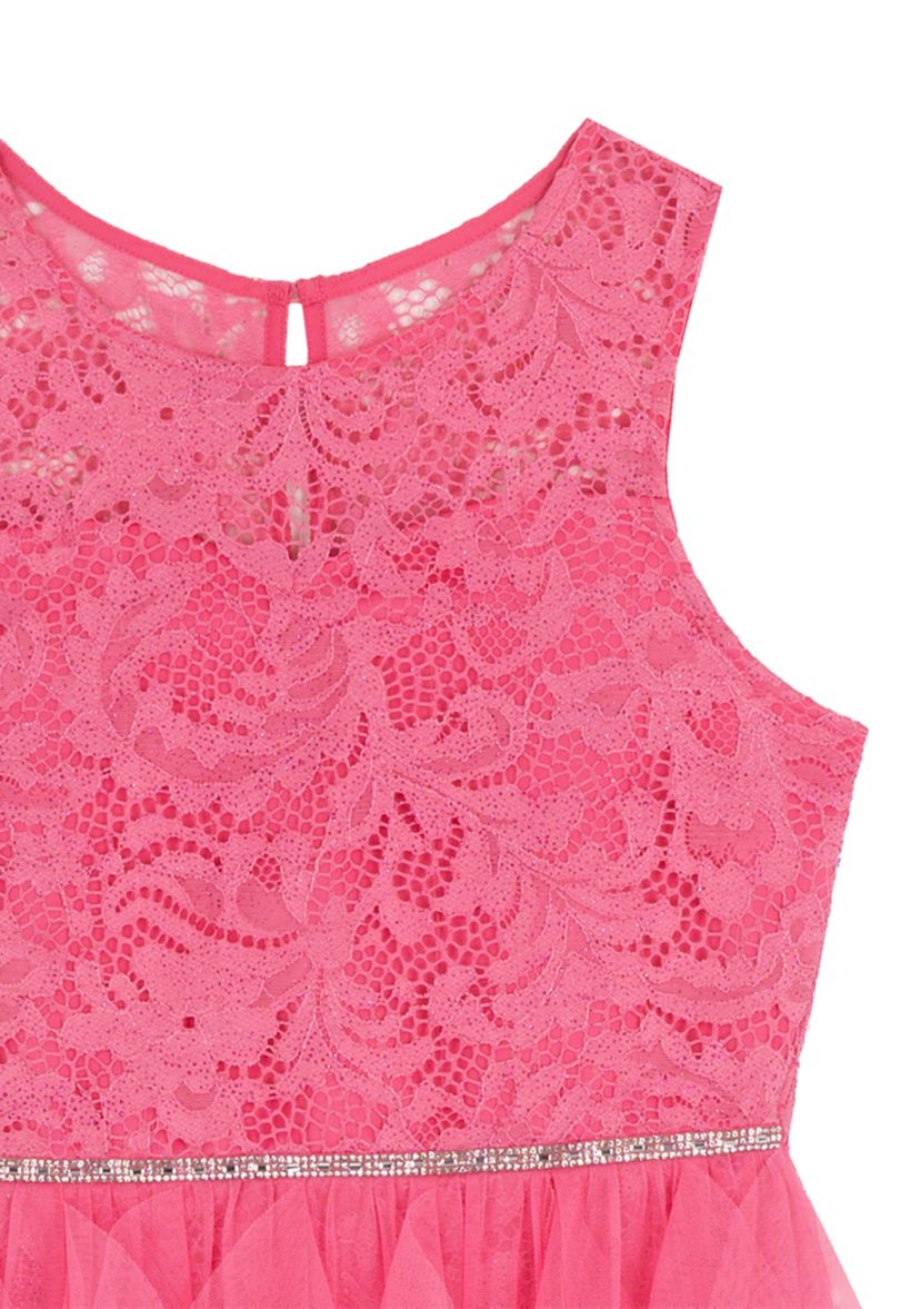 Rare Editions Girls 7-16 Pink Lace Cascade Maxi Dress, 10