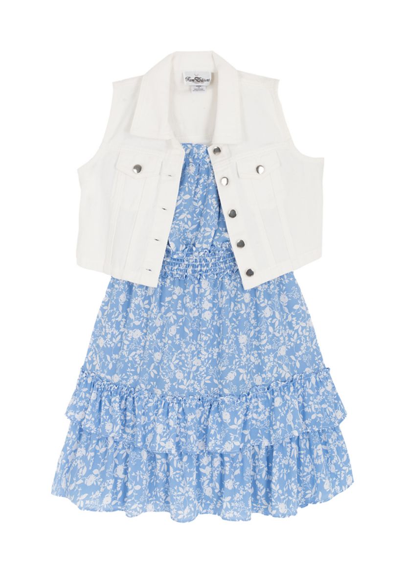 Rare Editions Girls 7-16 Denim Vest Dress Set | Belk
